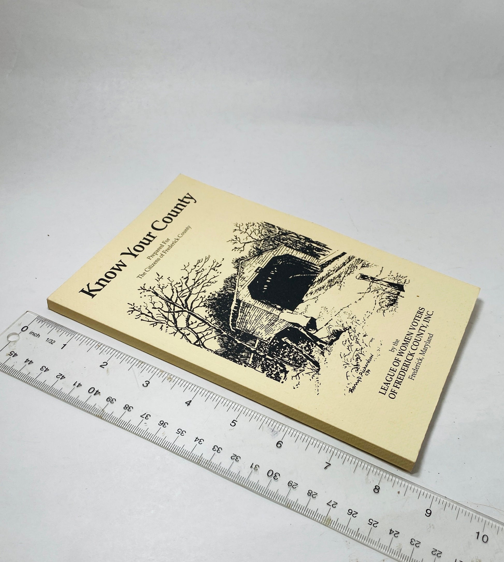 2000 Frederick Maryland county administration and services handbook by the League of Women Voters with covered bridge illustration on cover