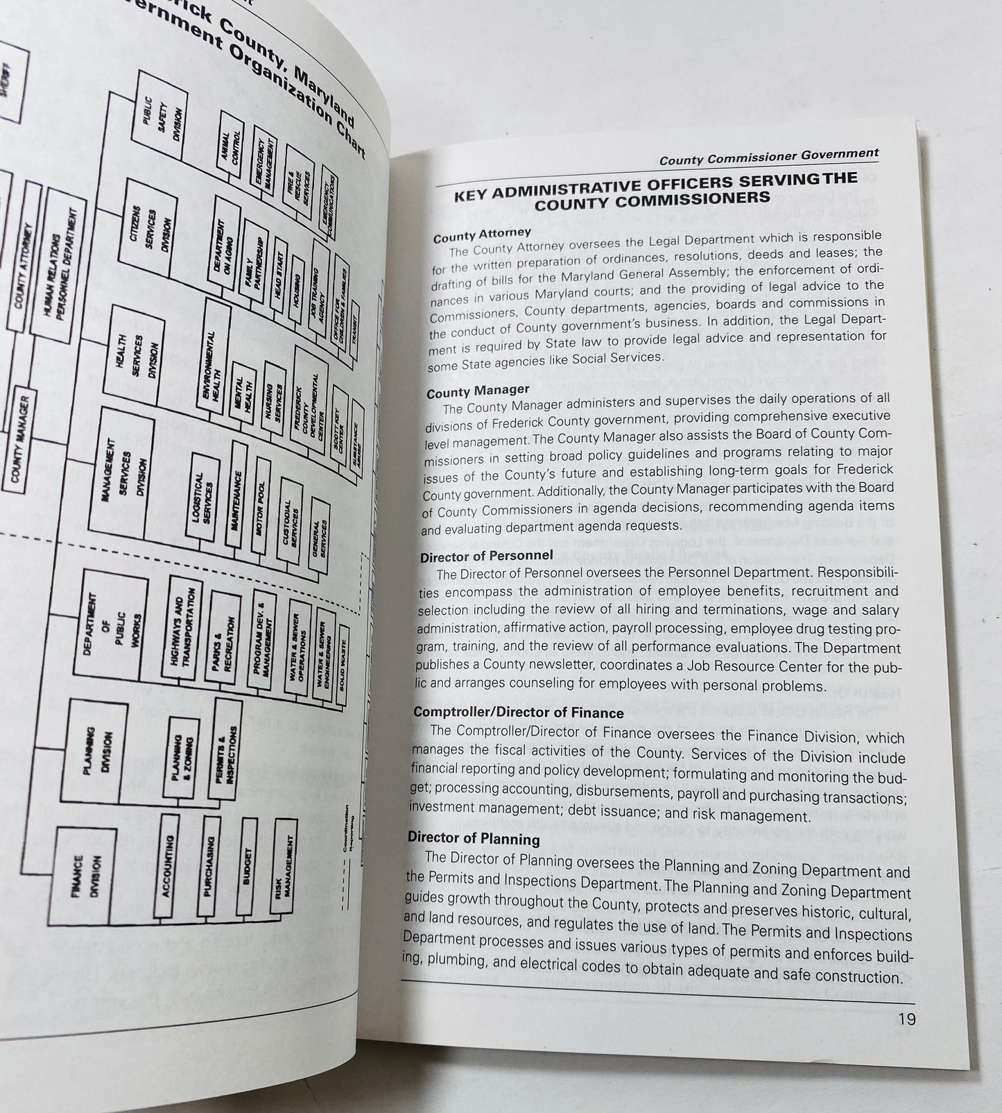 2000 Frederick Maryland county administration and services handbook by the League of Women Voters with covered bridge illustration on cover