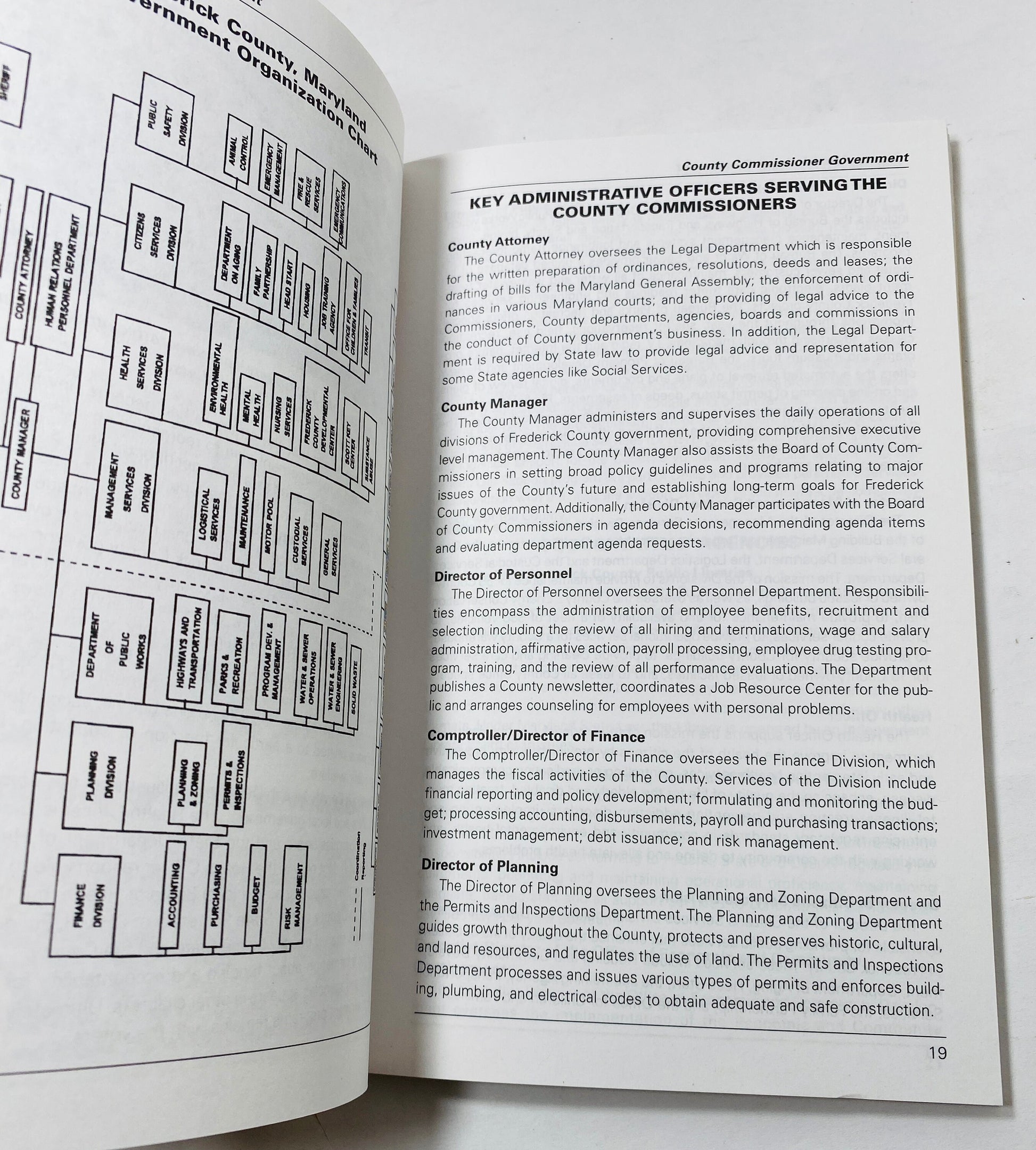 2000 Frederick Maryland county administration and services handbook by the League of Women Voters with covered bridge illustration on cover