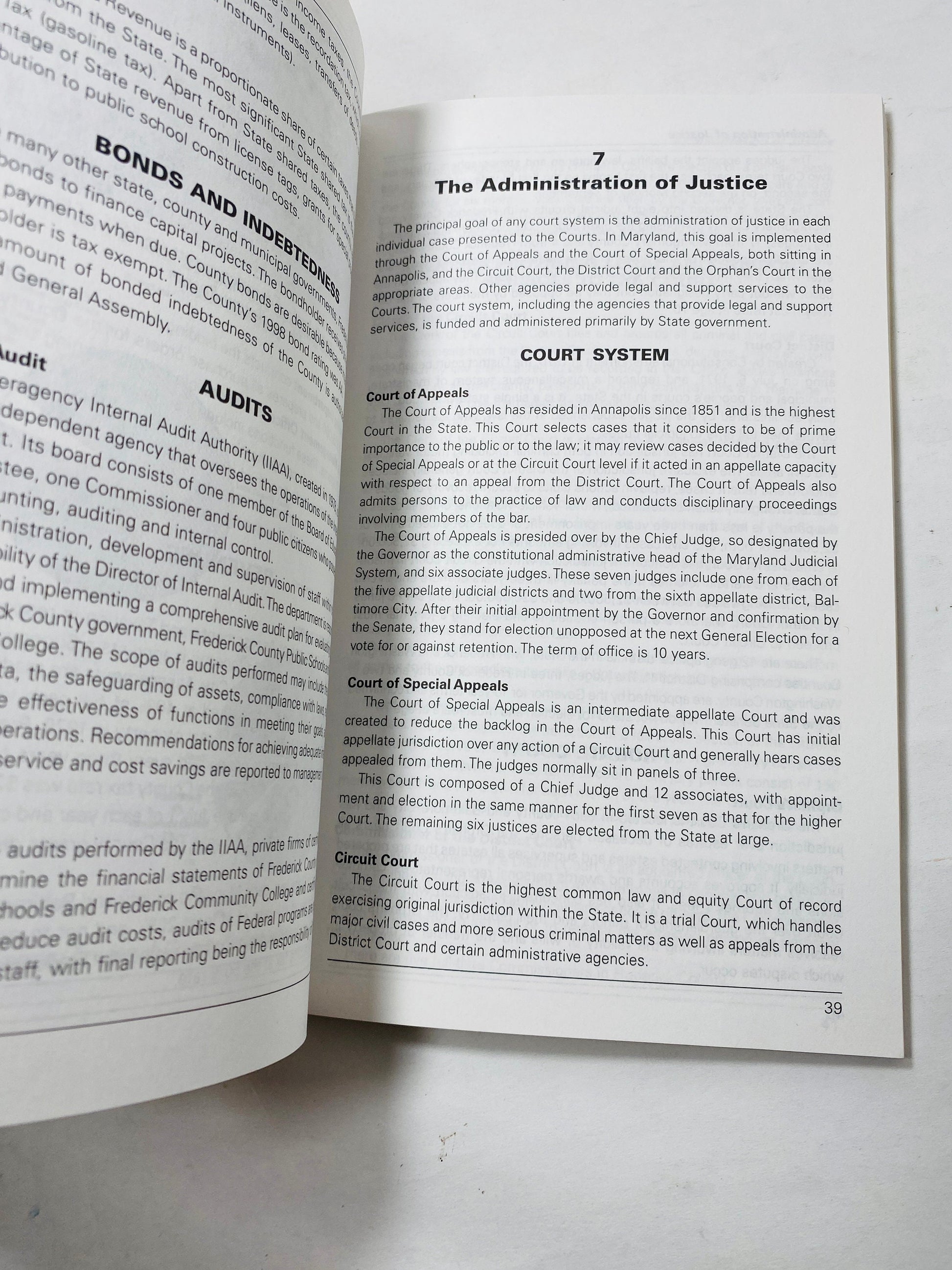 2000 Frederick Maryland county administration and services handbook by the League of Women Voters with covered bridge illustration on cover