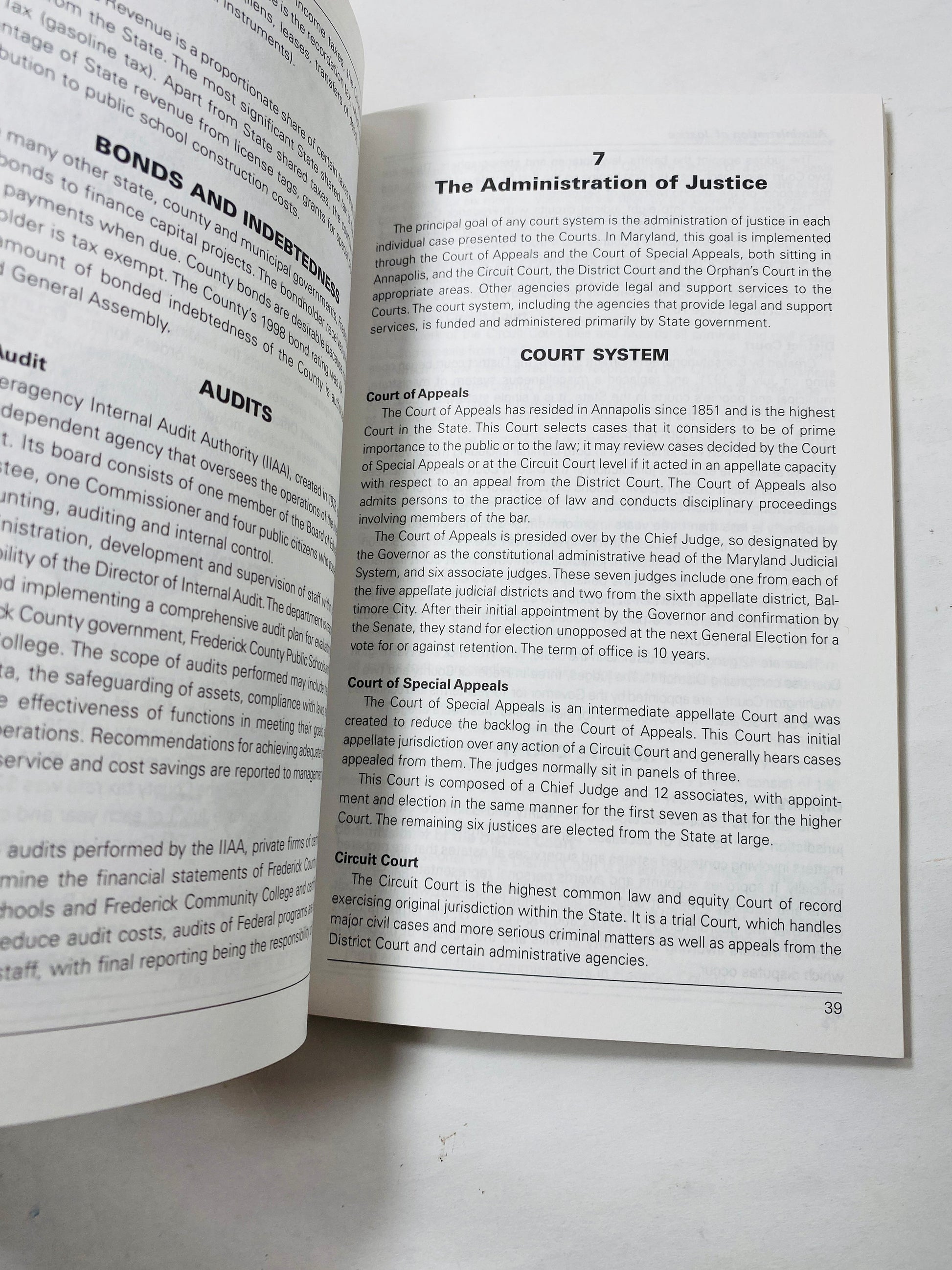 2000 Frederick Maryland county administration and services handbook by the League of Women Voters with covered bridge illustration on cover