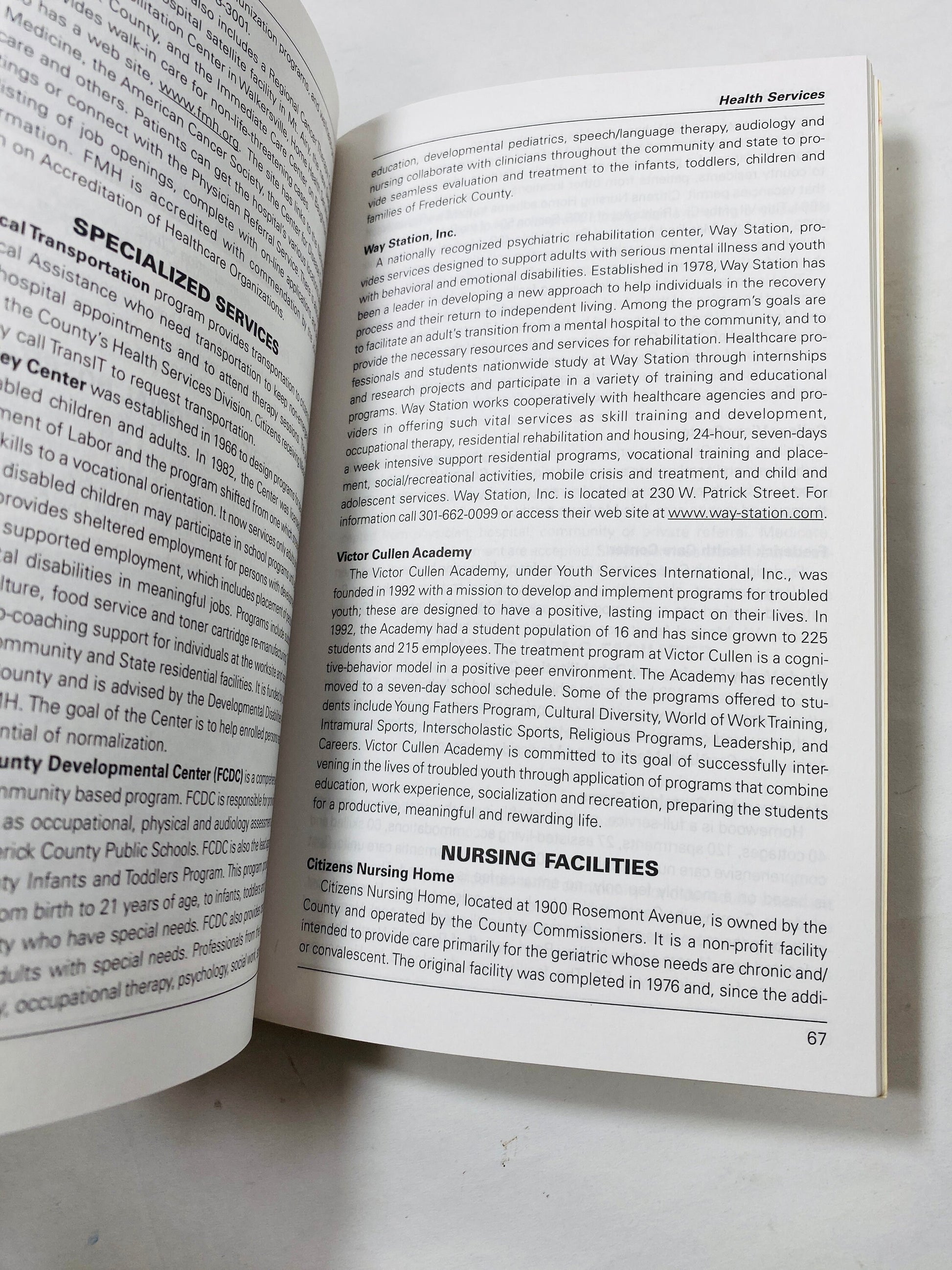 2000 Frederick Maryland county administration and services handbook by the League of Women Voters with covered bridge illustration on cover