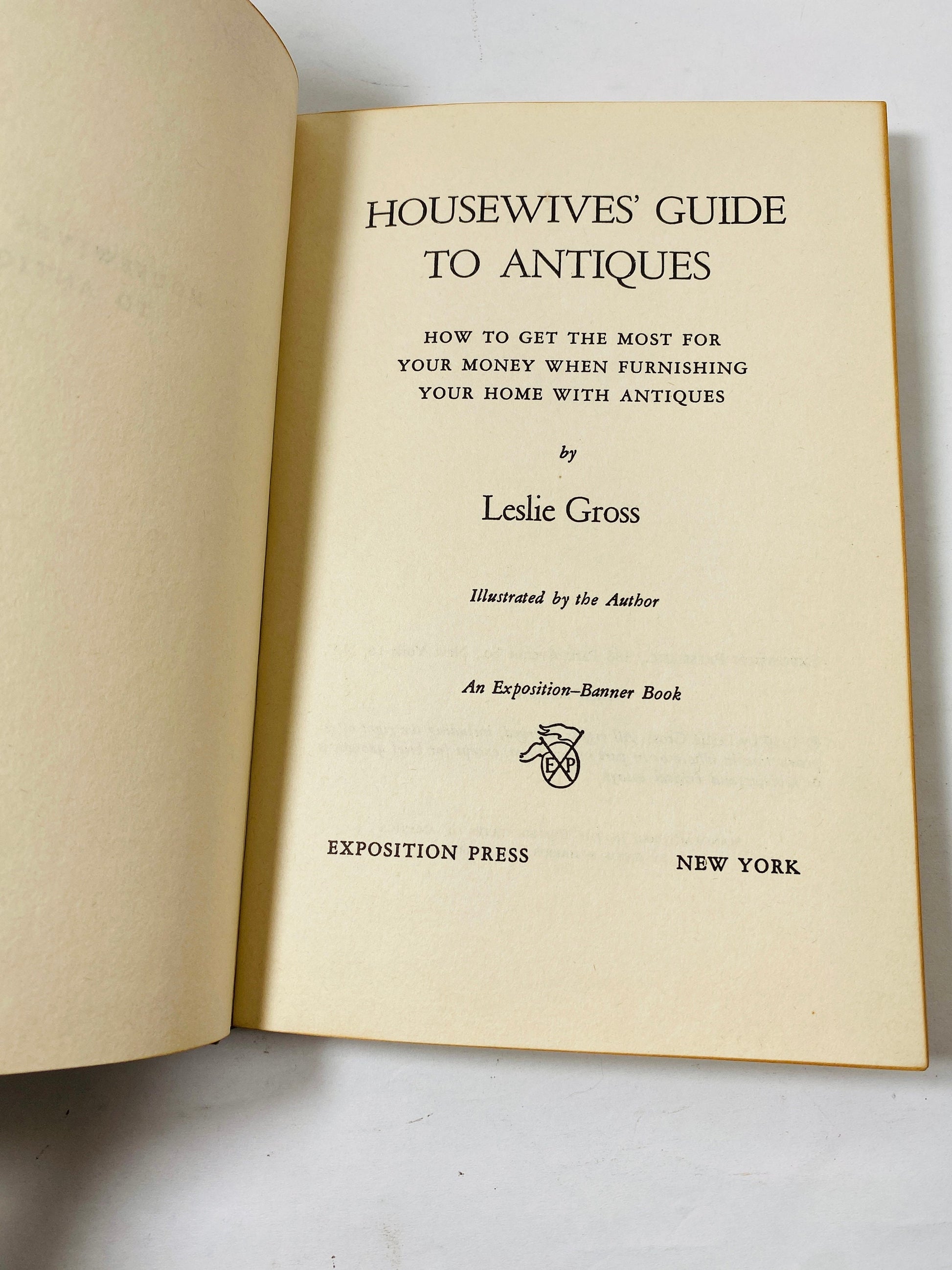 Housewives Guide to Antiques vintage FIRST EDITION book circa 1959 by Leslie Gross Interesting 1950s collectible