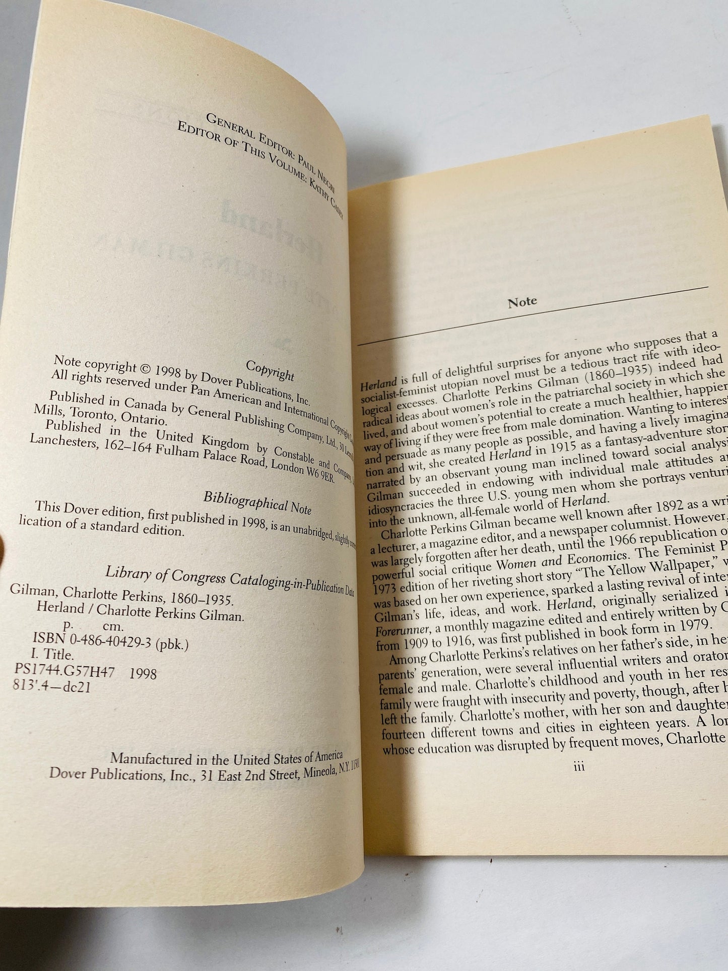 Herland vintage paperback book by Charlotte Perkins Gilman women's utopia physical and mental health Feminism Women's Rights Emancipation