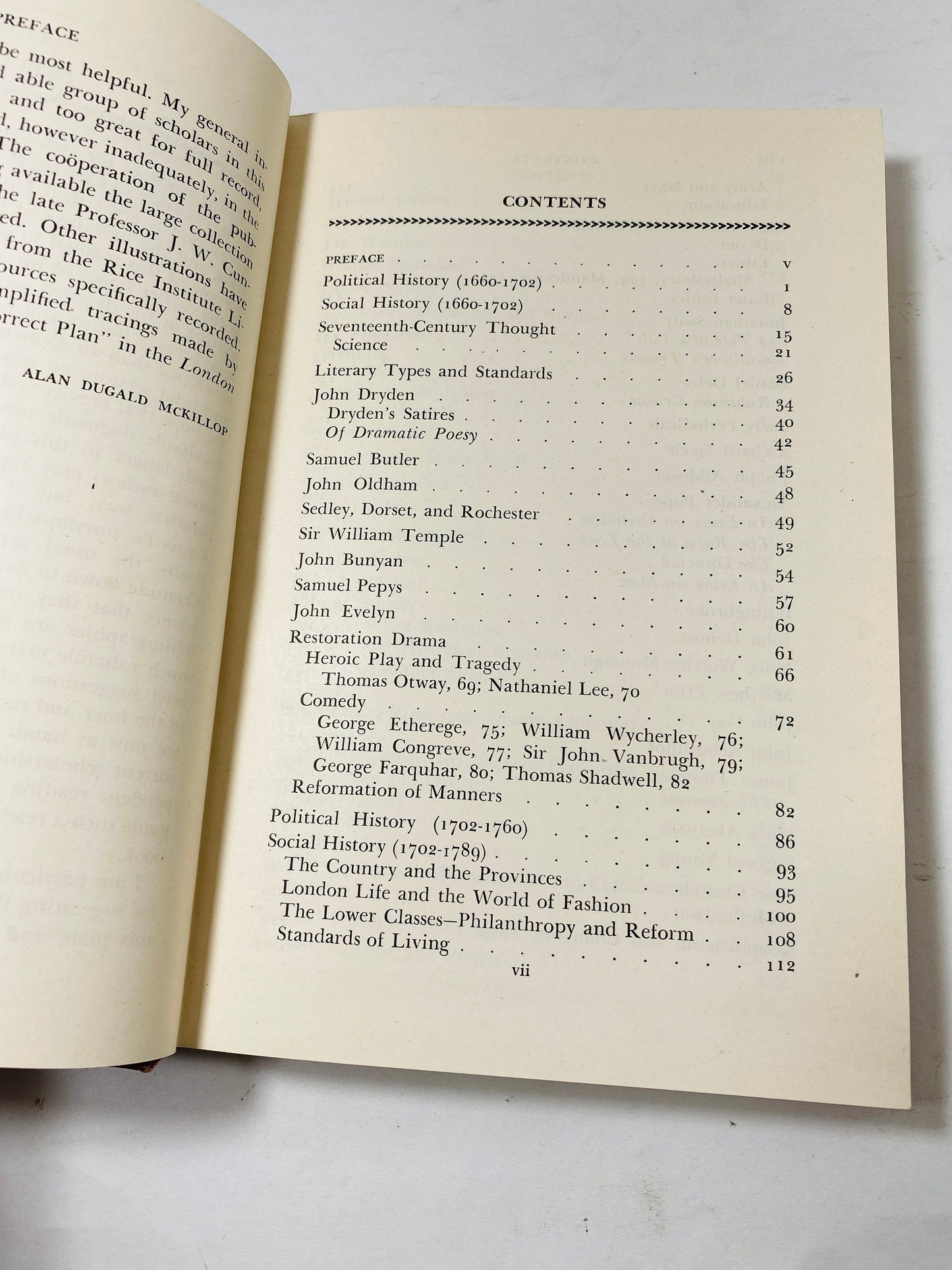 English Literature from Dryden to Burns Vintage book by Alan Dugald Mckillop circa 1948 Rice Institute guide to America's literary culture