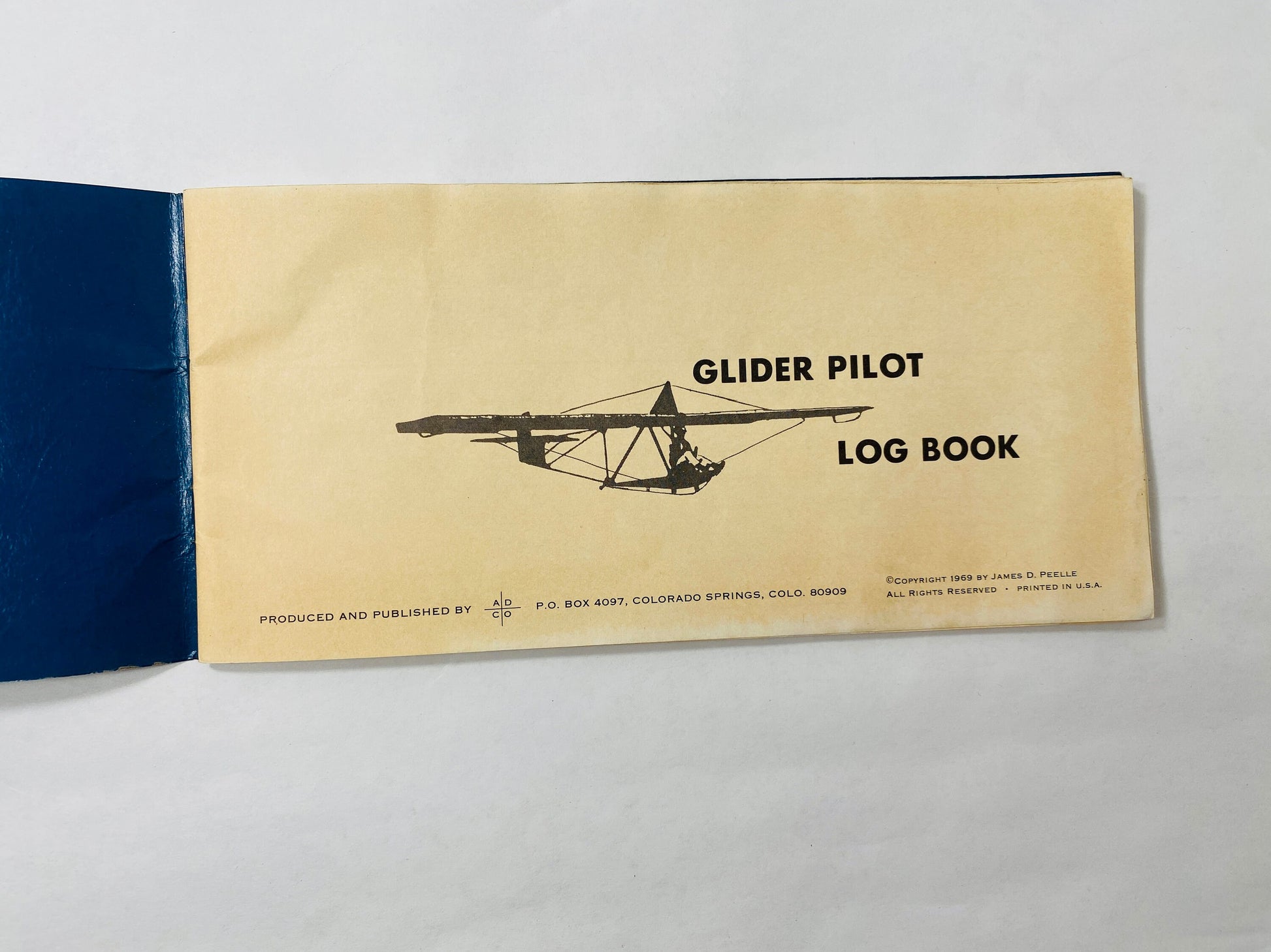 Glider Pilot Flight Record and Log Book vintage record book circa 1969 blue airplane aviation collectible