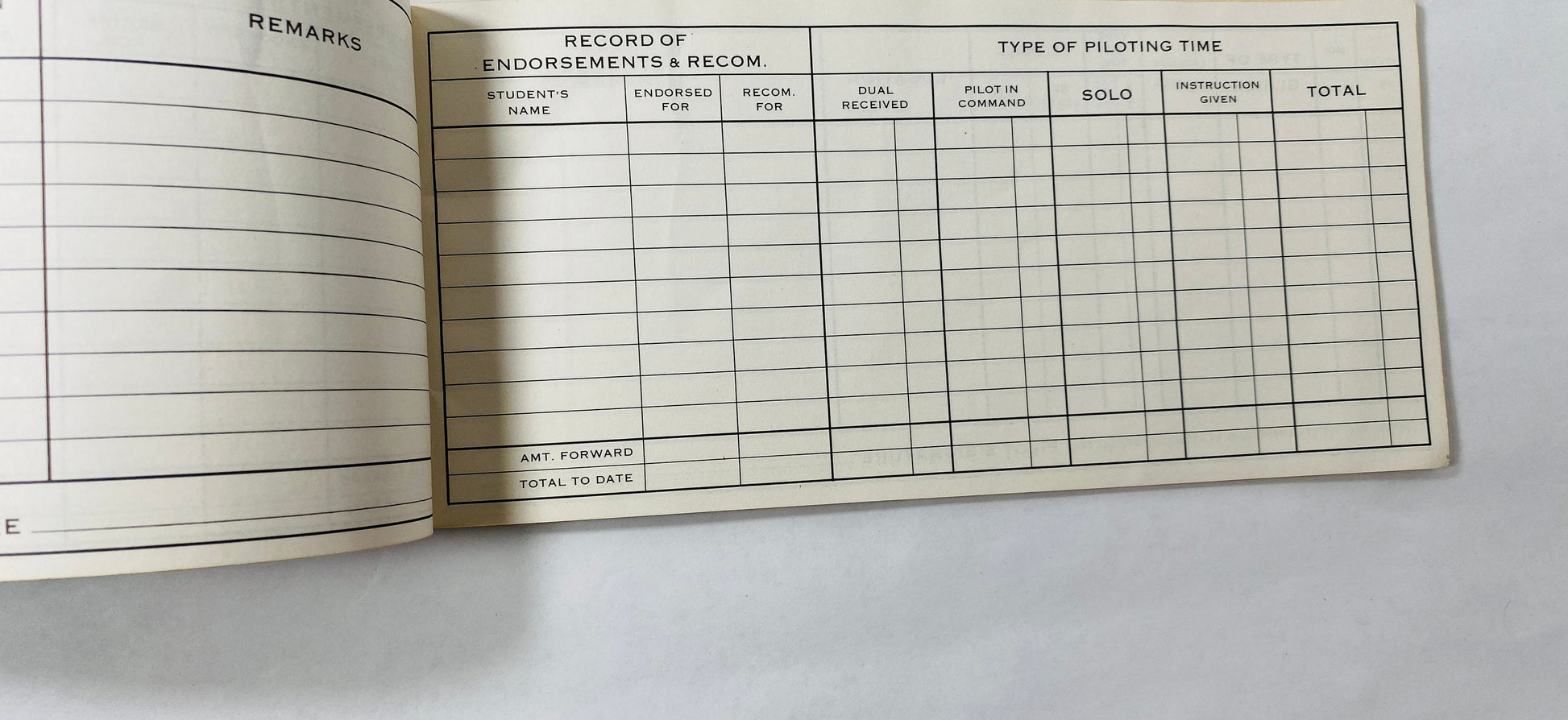 Glider Pilot Flight Record and Log Book vintage record book circa 1969 blue airplane aviation collectible