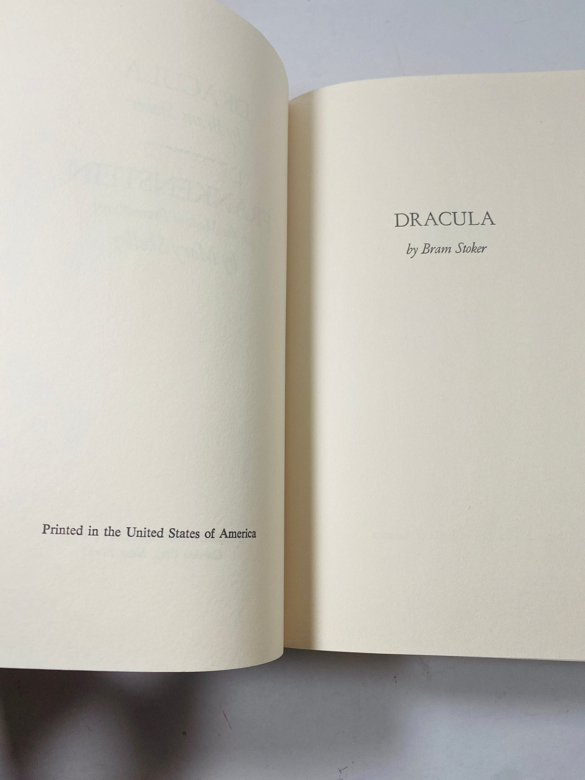 Bram Stoker Dracula & Mary Shelley Frankenstein Vintage Book one volume circa 1953 collector gift Gothic gift emo goth.
