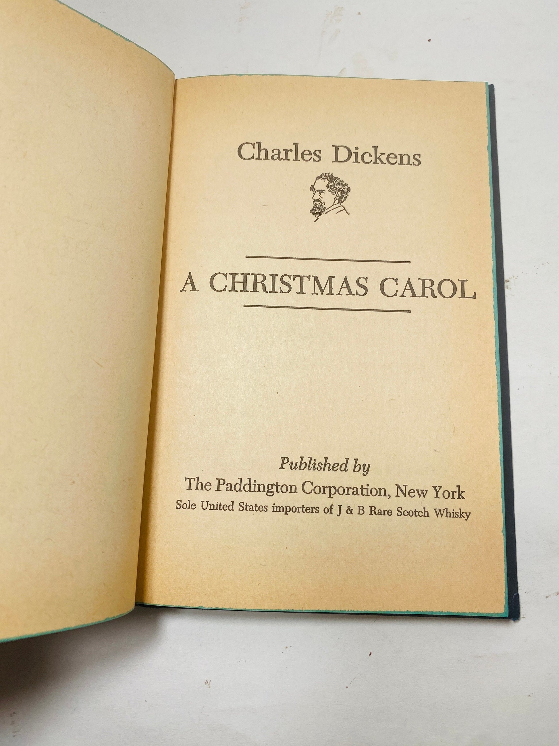 Christmas Carol by Charles Dickens. Beautiful blue vintage book by Charles Dickens circa 1965. Home decor gift. Stocking Stuffer for him her