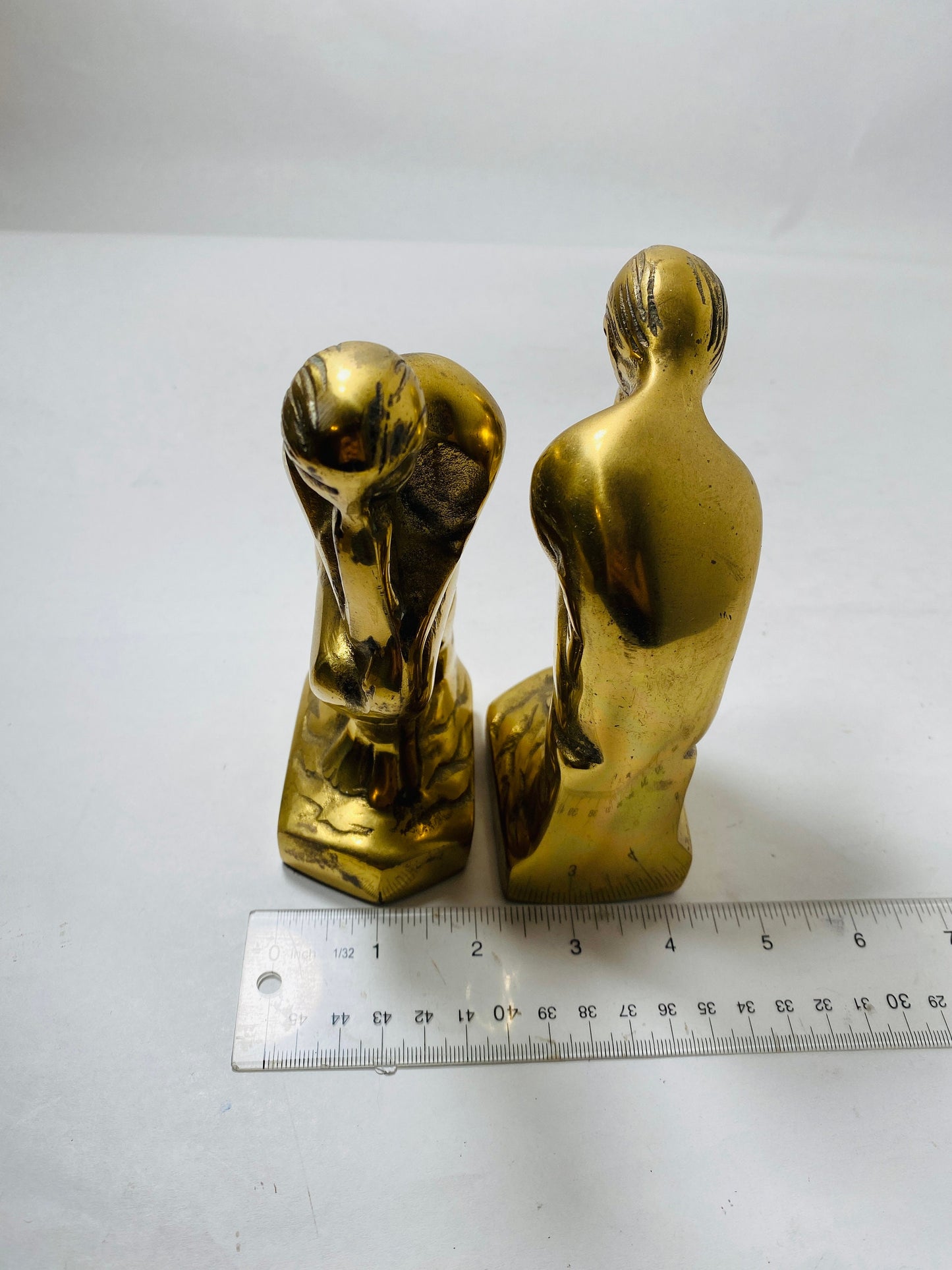 Stunning Rodin's Thinker vintage bookends made of heavy brass. Bronzetone Gold metal Art Deco. Library Office decor