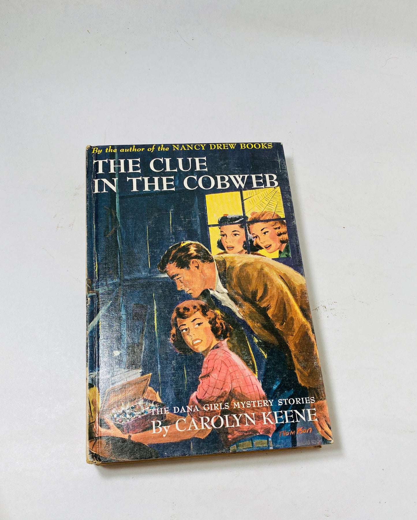 1960 Nancy Drew vintage book Carolyn Keene picture cover green & white endpapers Mystery Crossroads Secret Old Well Clue Cobweb Shadow Tower