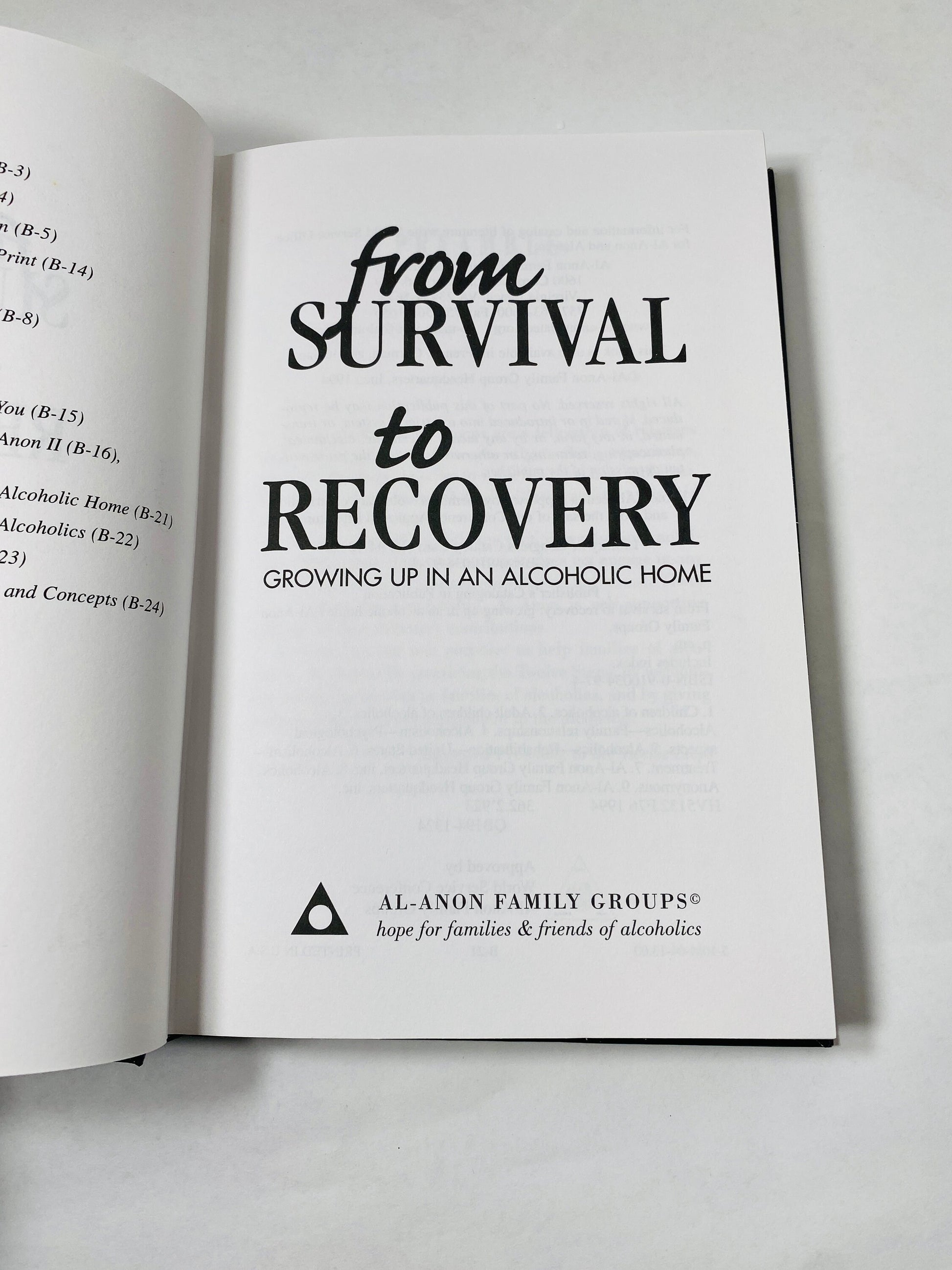 1994 Survival to Recovery vintage book Alcoholics AnonymousGrowing up in an Alcoholic Home AA sobriety Twelve Steps Meditations