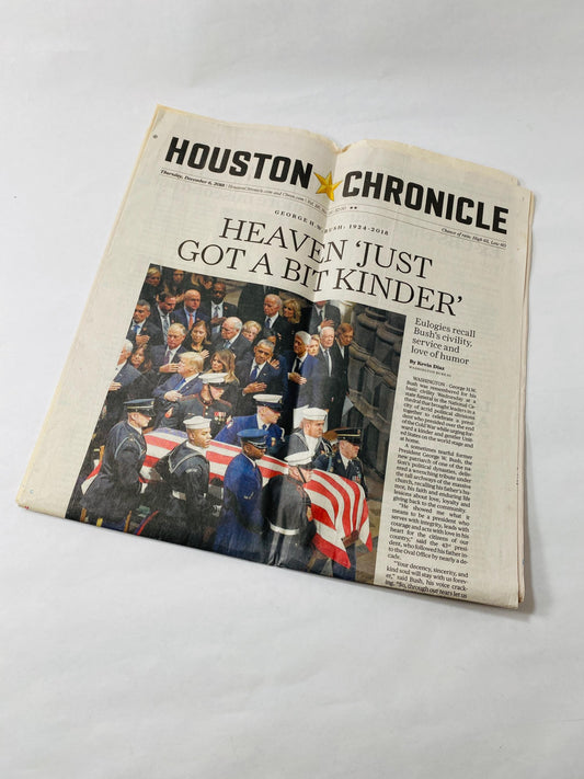 2018 Funeral Vintage Houston Texas Chronicle newspaper historic President George Bush Remembering special sections collectible 41