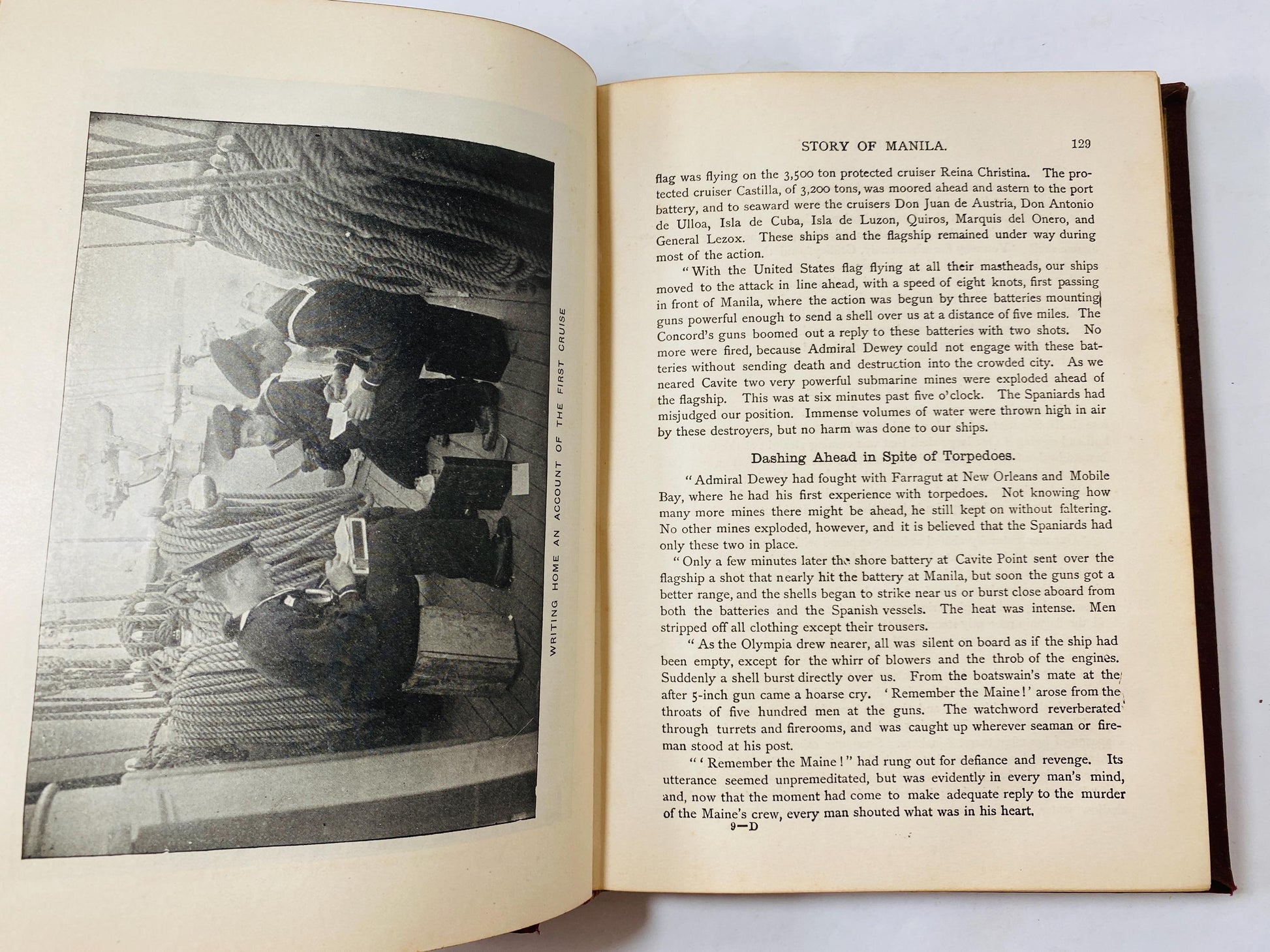 1899 Heroic Deeds of Admiral Dewey Battle in the Philippines Vintage book with gilded red boards antique military history collectible