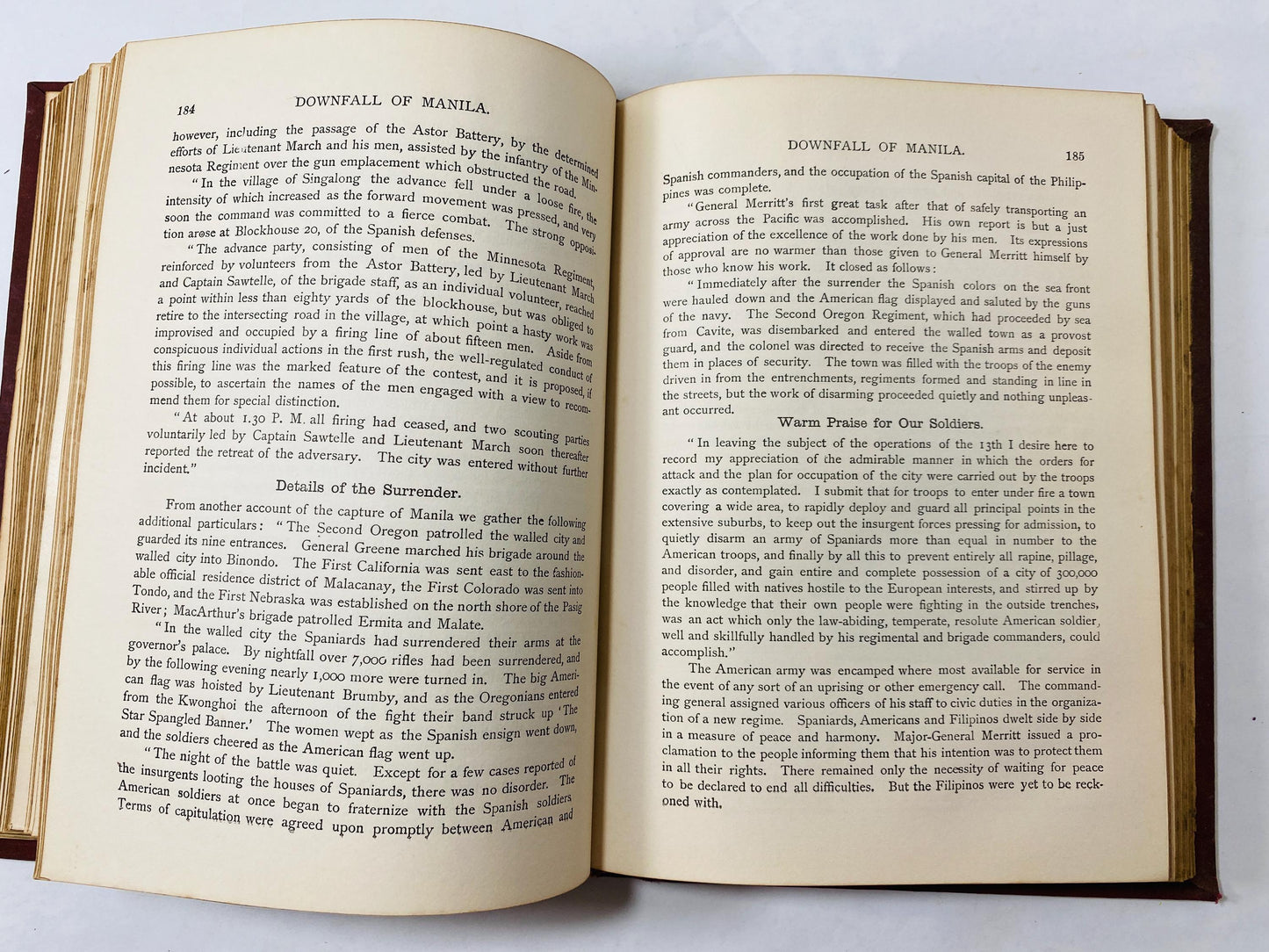 1899 Heroic Deeds of Admiral Dewey Battle in the Philippines Vintage book with gilded red boards antique military history collectible