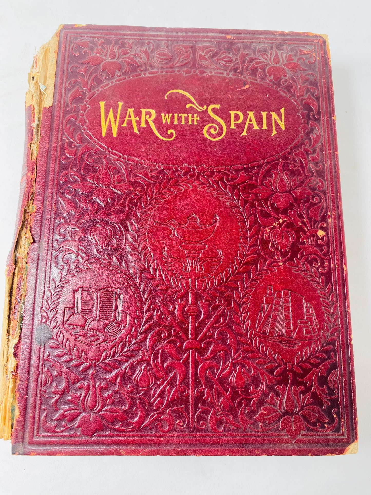 1898 Battleship Spain and the War with Spain Vintage book by Hon. James Rankin with J Hampton Moore Young Military Army Navy history antique