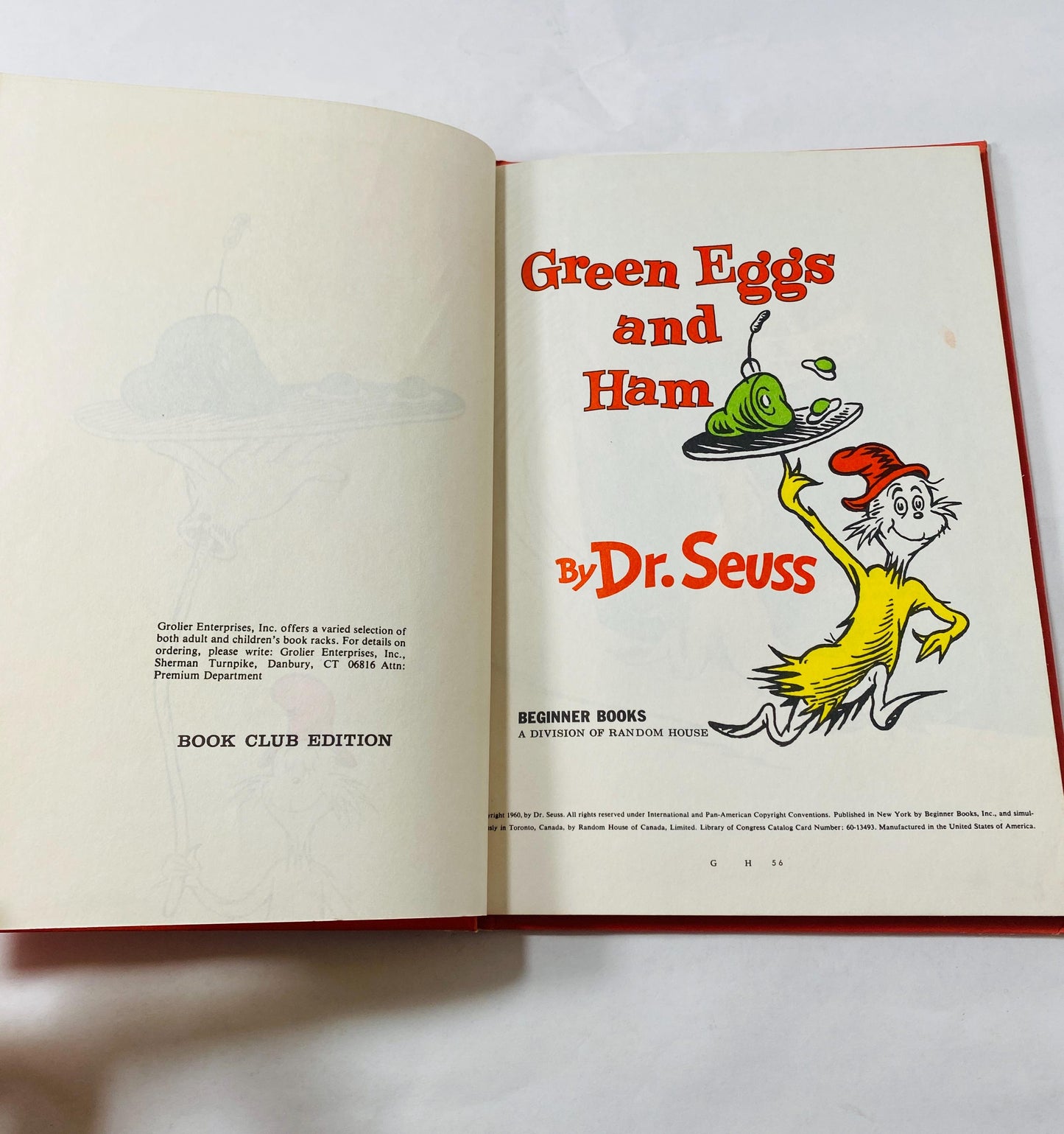 1960 Green Eggs and Ham by Dr Seuss vintage Book Club edition without dust jacket collectible children's book rare. EARLY PRINTING