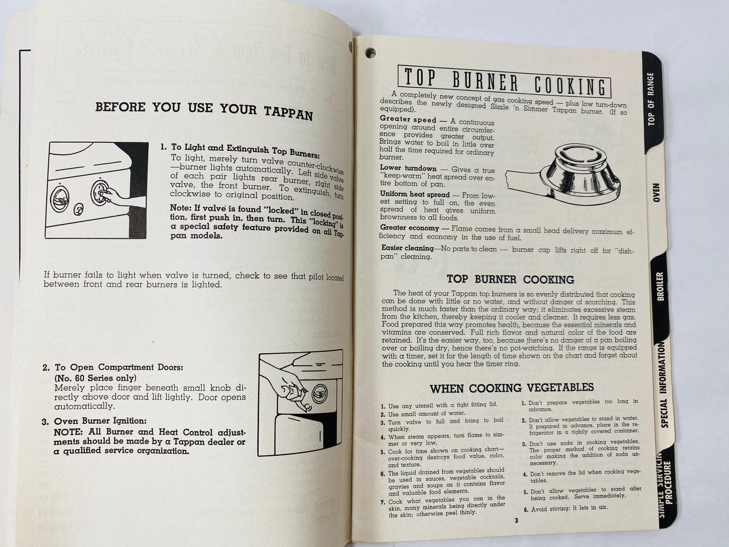 1950 Tappan range Cooking Vintage booklet Stove Company of Mansfield Ohio Time & Temperature Panoramic 60 Gas Oven
