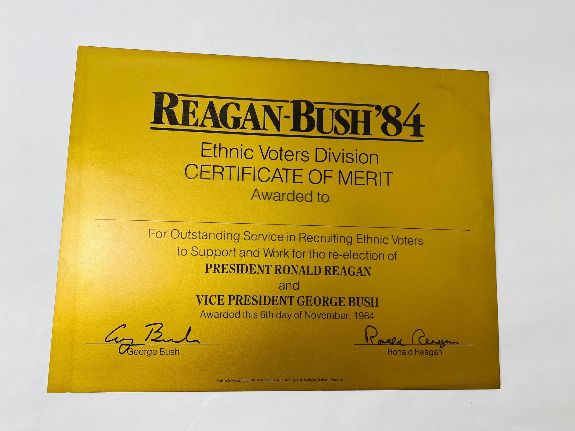 Ronald Reagan 1985 ORIGINAL Inauguration Events Form signed Ethnic Voters certificate letters Authentic vintage President Bush Republican