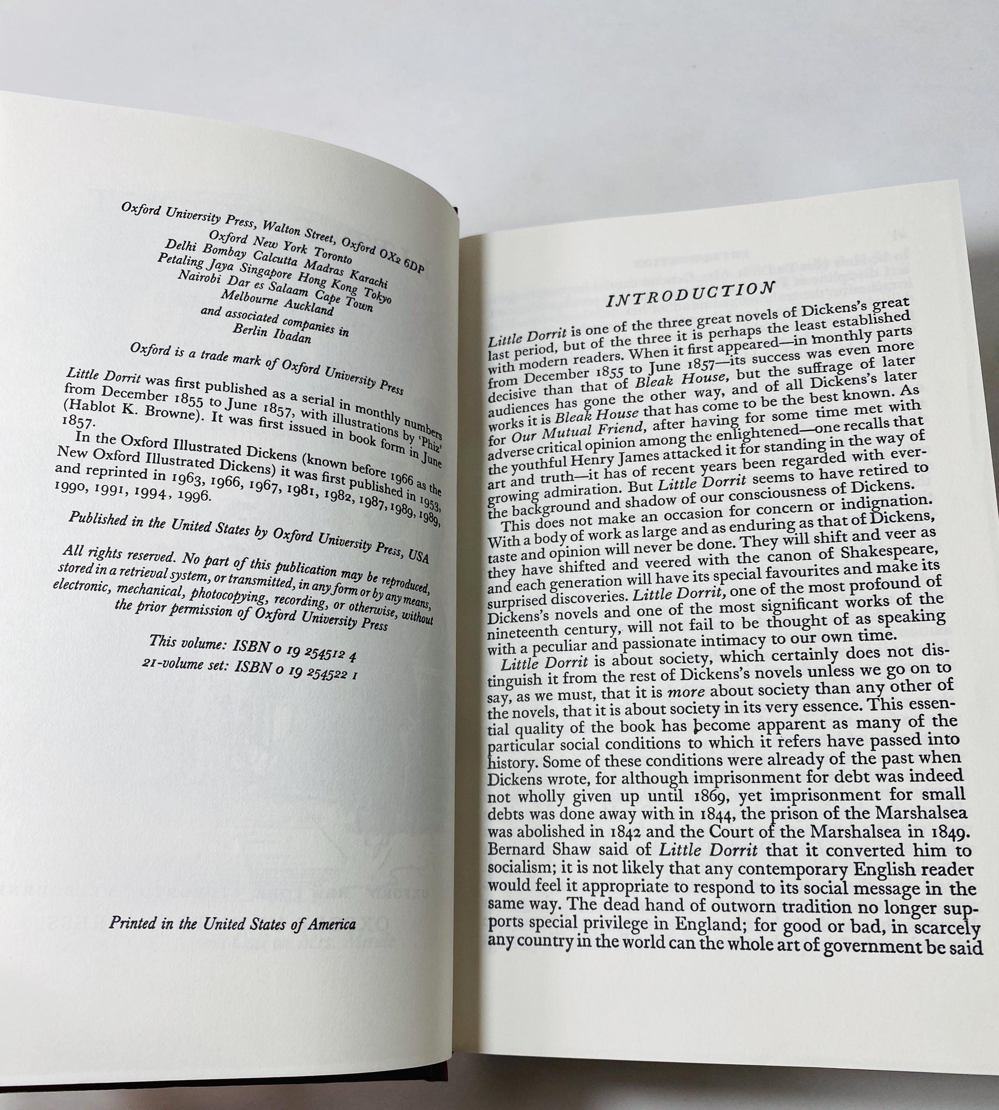 Charles Dickens Oxford Publication Little Dorrit Vintage brown book written as a critique of Victorian society