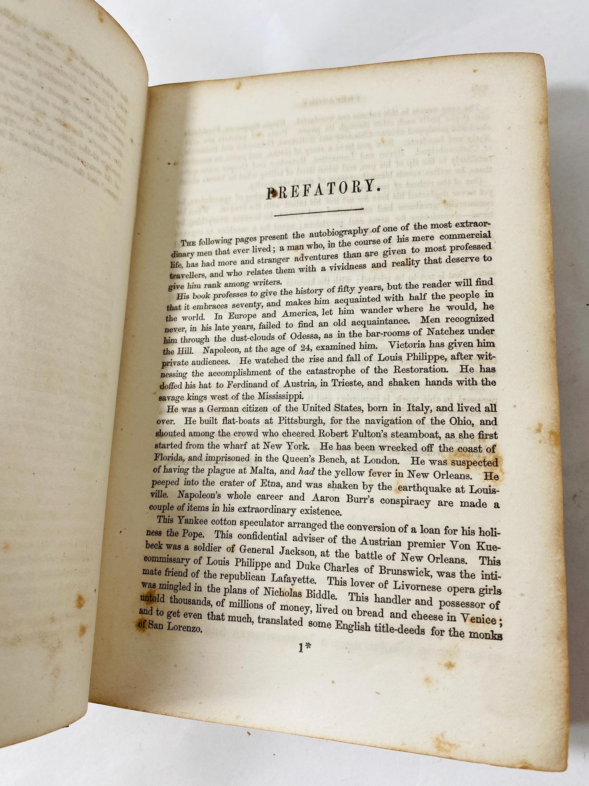 1854 Fifty Years in Both Hemispheres antique book merchant memoir Battle of New Orleans Waterloo Napoleon Audobon Queen Victoria shipwreck