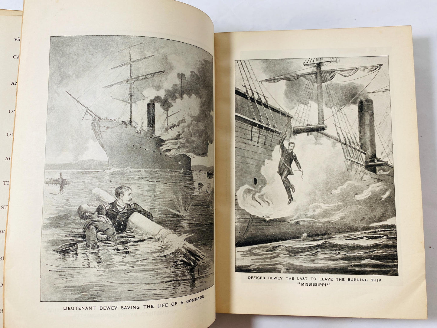 1899 Heroic Deeds of Admiral Dewey Battle in the Philippines Vintage book with gilded red boards antique military history collectible