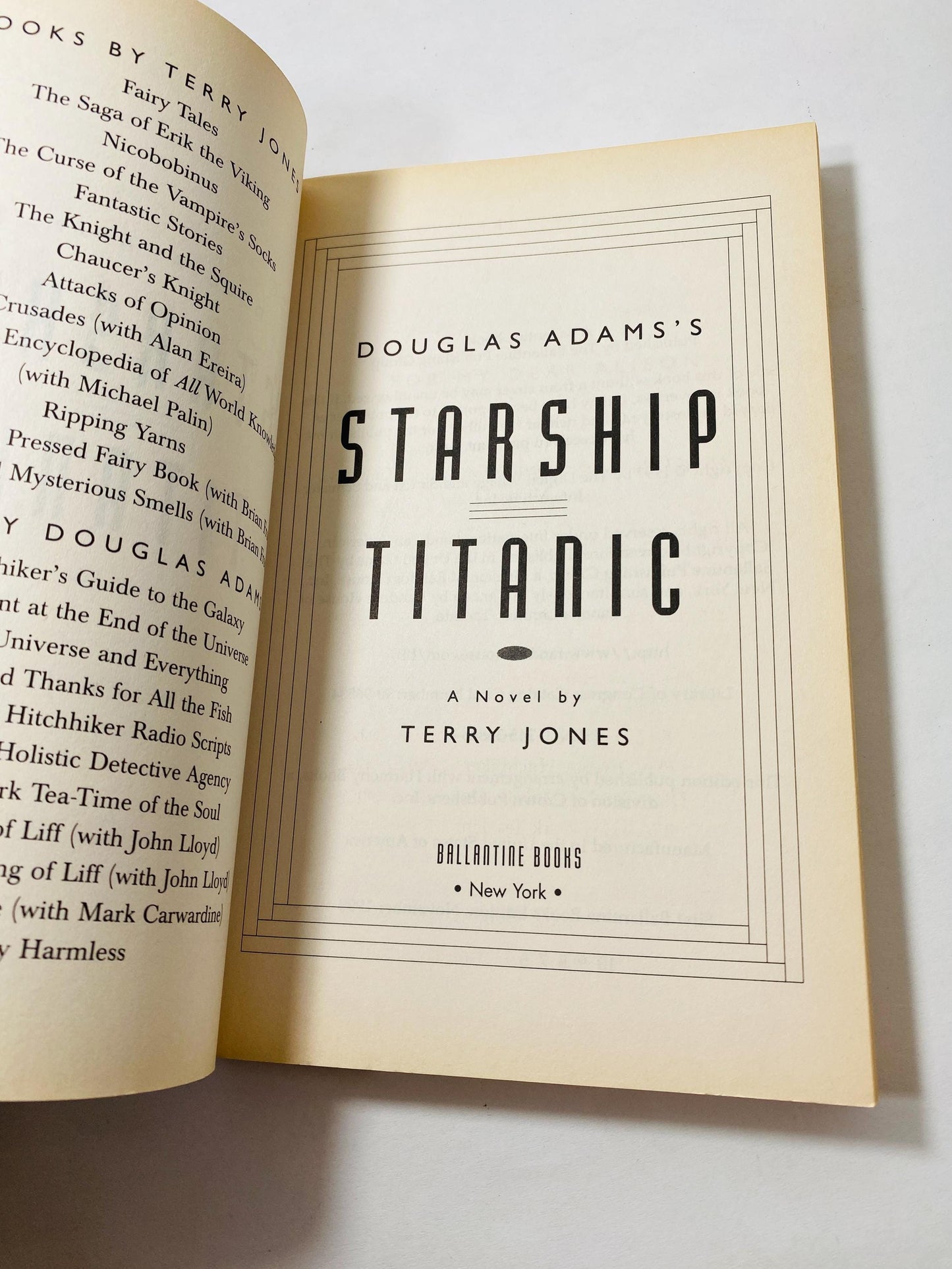 Douglas Adams Starship Titanic vintage paperback book circa 1997. Monty Python. science fiction. Hitchhiker's Guide to the Galaxy.