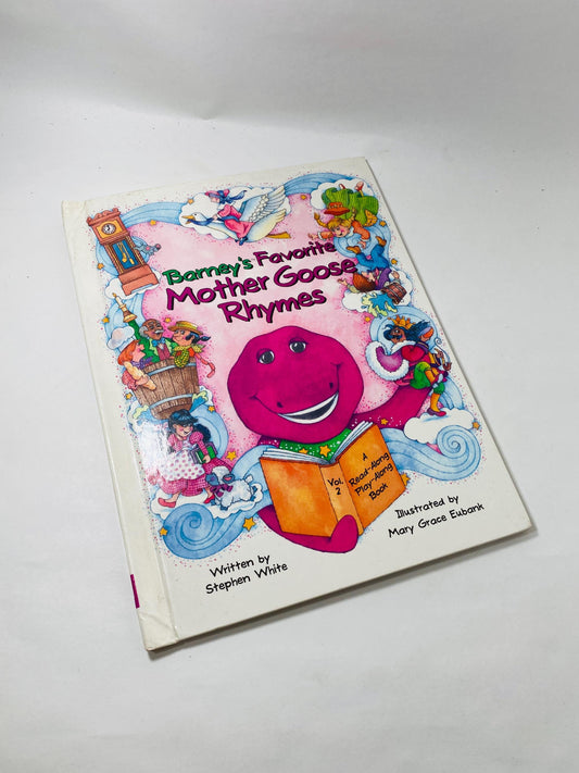 Barney Mother Goose Nursery Rhymes the purple dinosaur vintage children's book circa 1992 collectible large kids gift