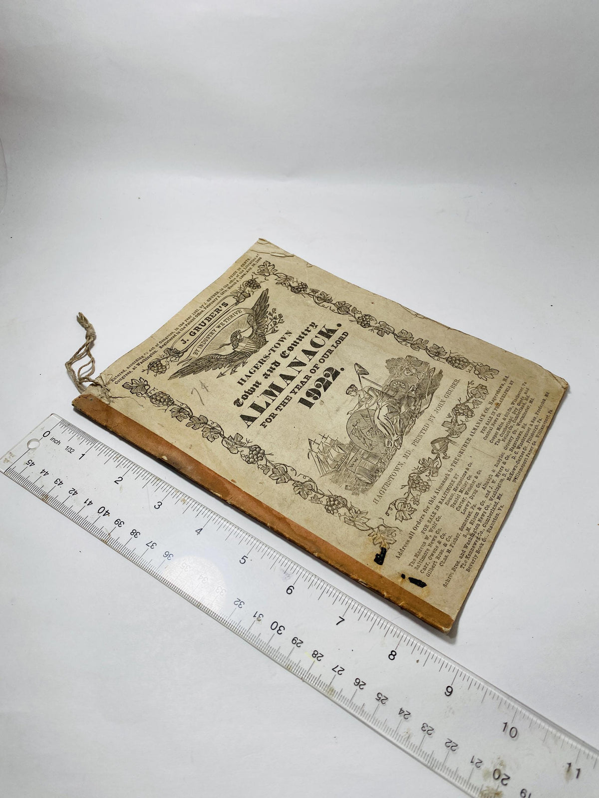 1922 Hagerstown Maryland Washington County Almanack Antique booklet featuring the origin of modern tools, Hints for the Housewife