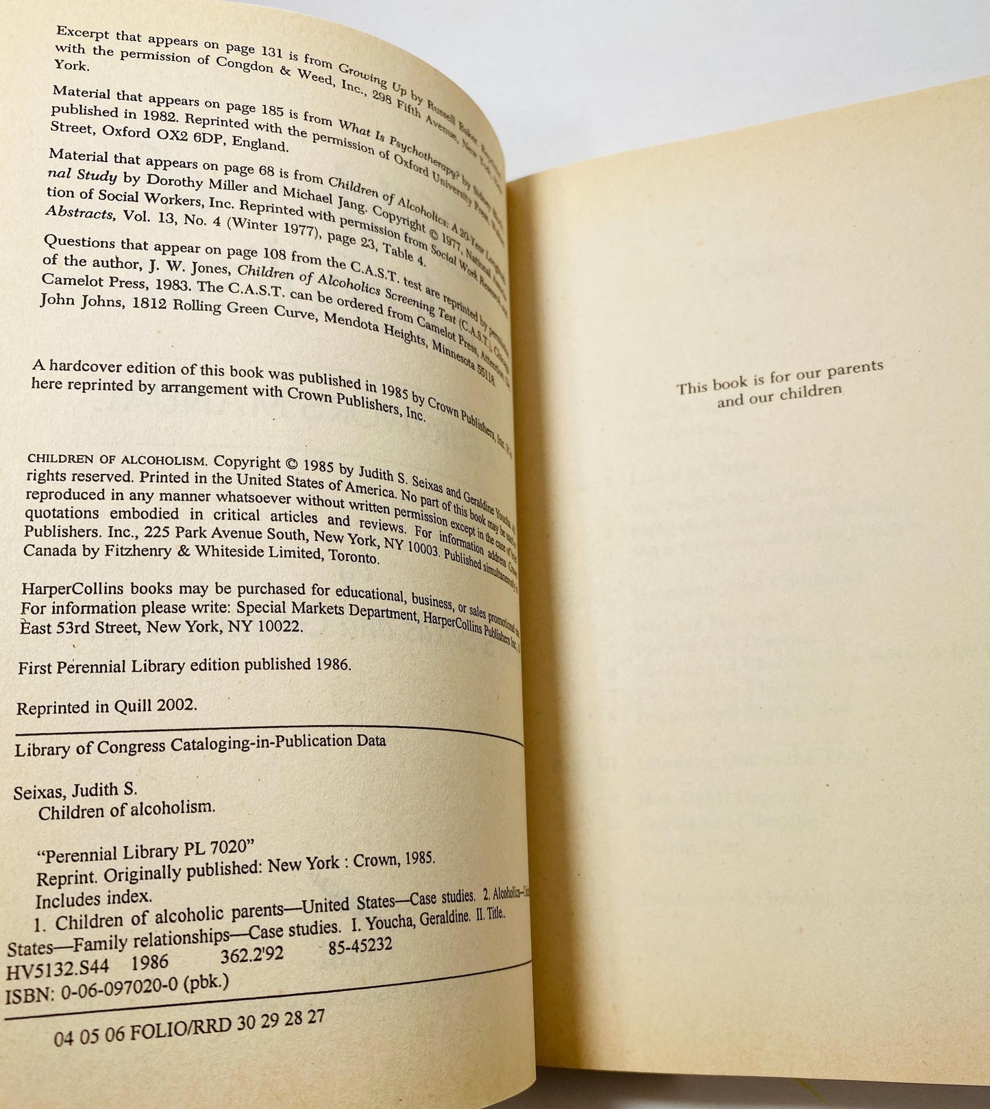 Children of Alcoholism Judith Seixas vintage paperback book circa 1985 Alcoholics Anonymous Recovery, Addiction, AA, Al-Anon, sobriety, gift
