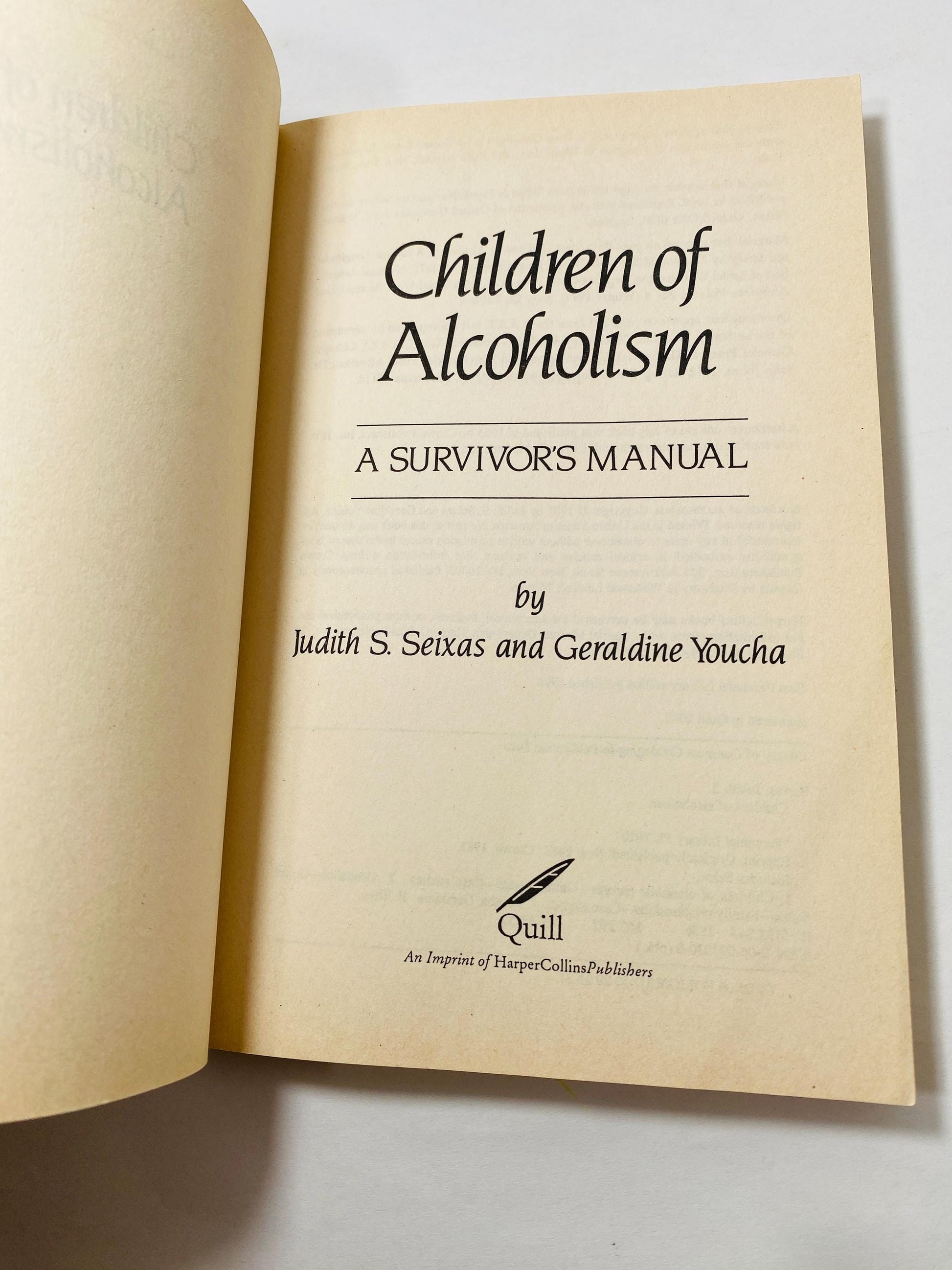 Children of Alcoholism Judith Seixas vintage paperback book circa 1985 Alcoholics Anonymous Recovery, Addiction, AA, Al-Anon, sobriety, gift