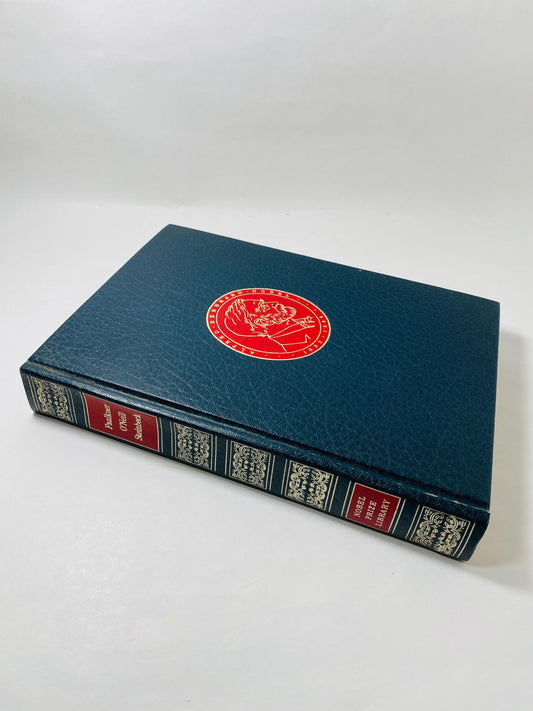 William Faulkner As I Lay Dying Eugene O'Neill and John Steinbeck. Nobel Peace Library Vintage black leather book circa 1971