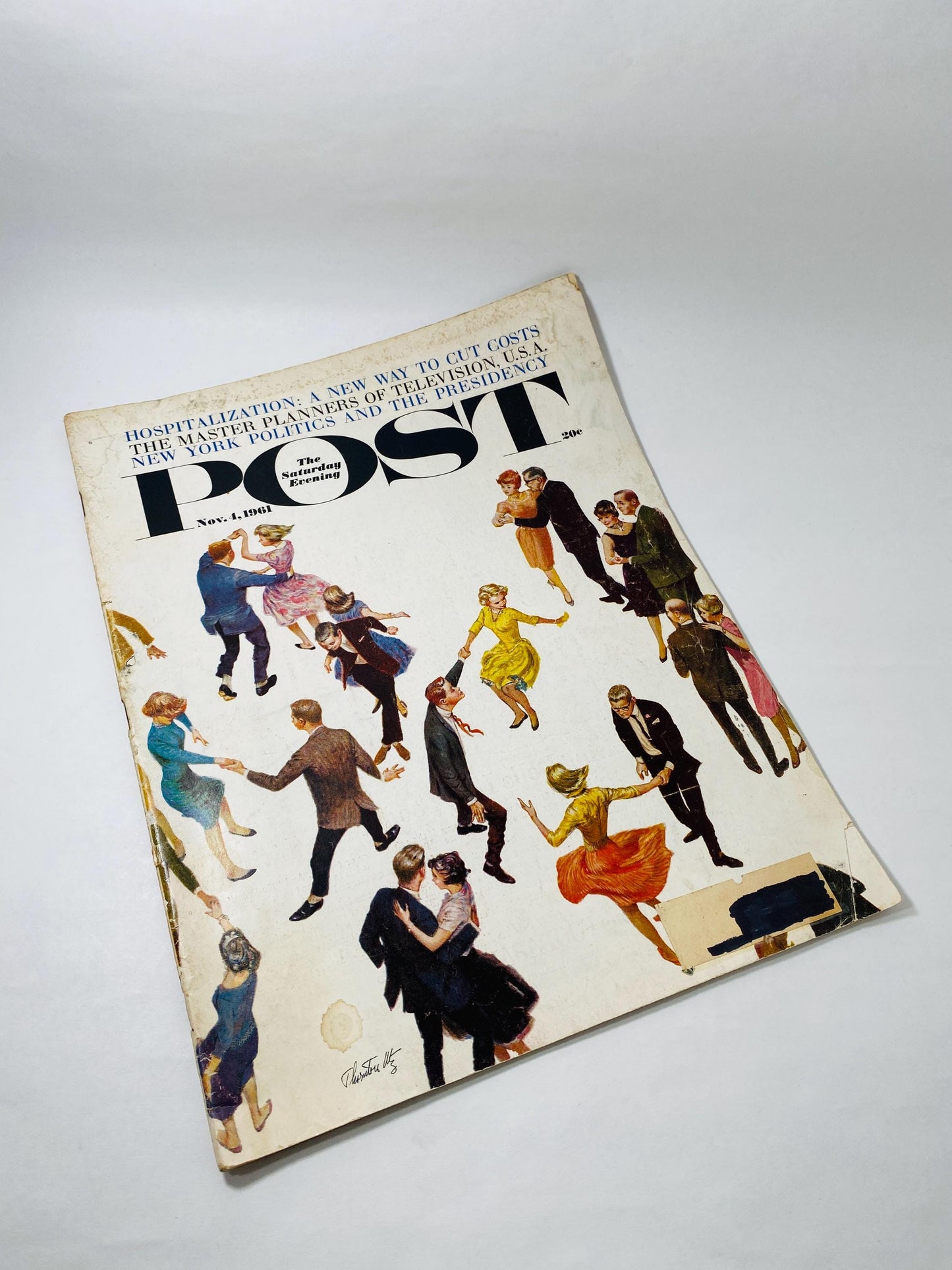 Norman Rockwell Saturday Evening Post November 4 1961 vintage magazine featuring pink General Telephone advertisement Living Doll Television