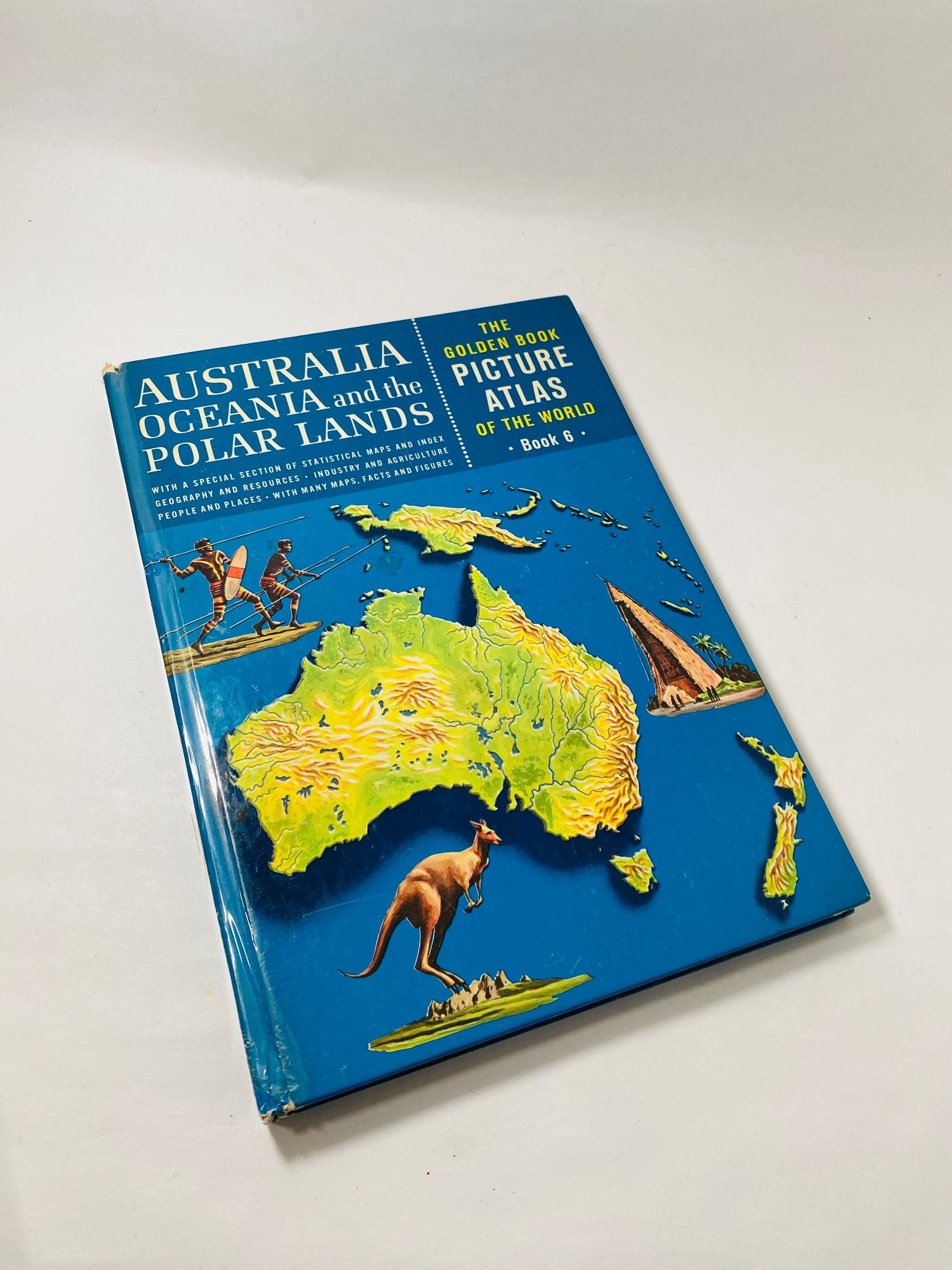 1960 Golden Book Picture Atlas vintage children’s continents USSR Australia Africa Asia South America World Geography Book lot