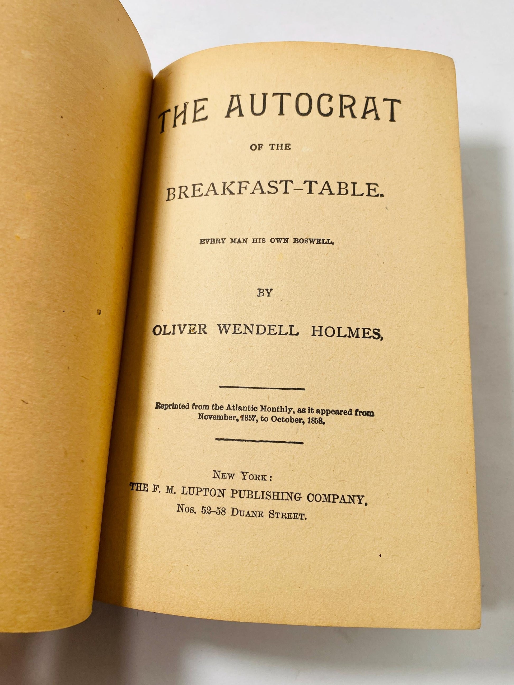 1871 Oliver Wendell Holmes The Autocrat at the Breakfast Table vintage green book about unexpected benefits of old age