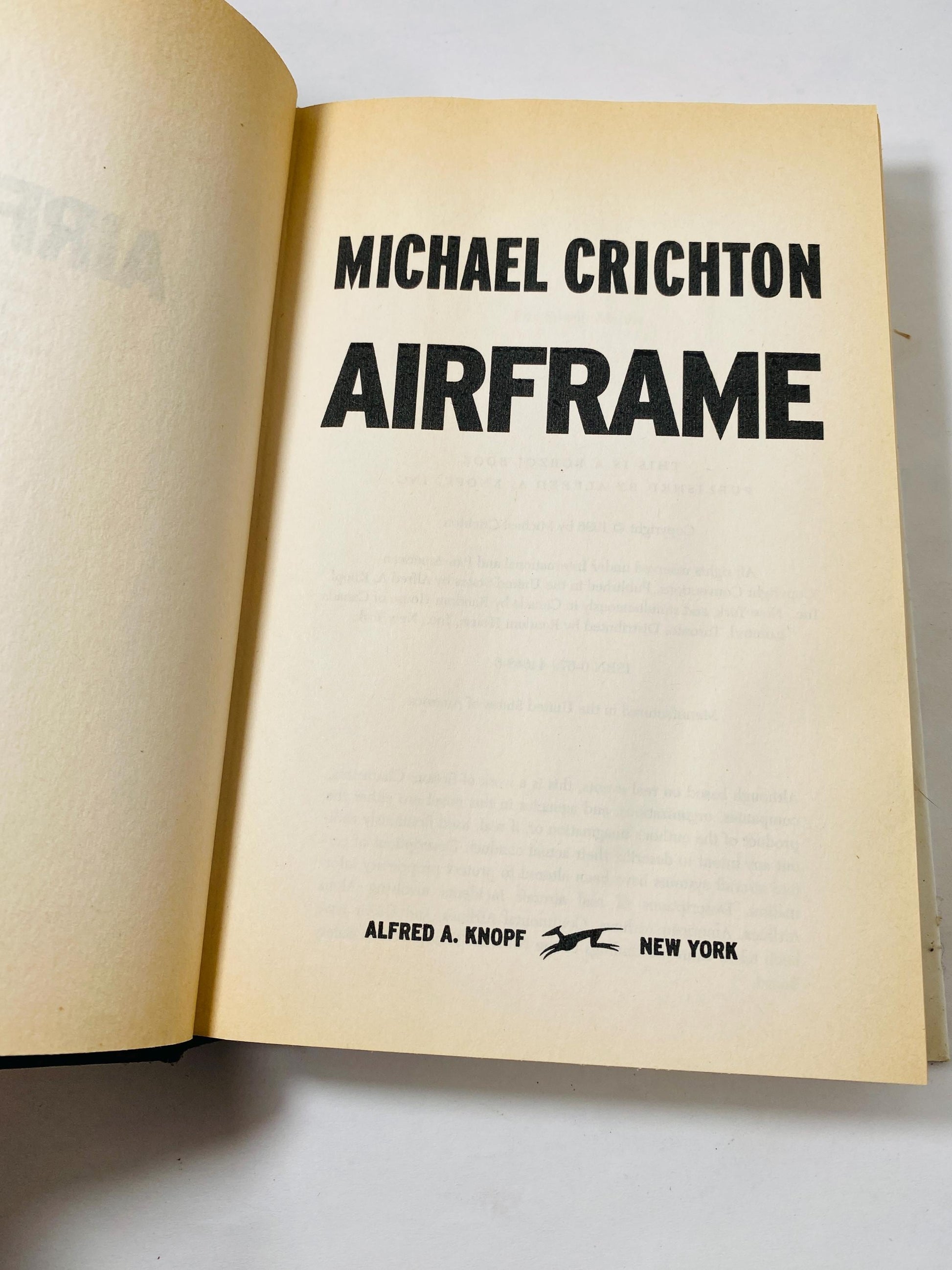 Airframe by Michael Crichton FIRST EDITION vintage book circa 1996 about airplanes and an investigation into a plane accident