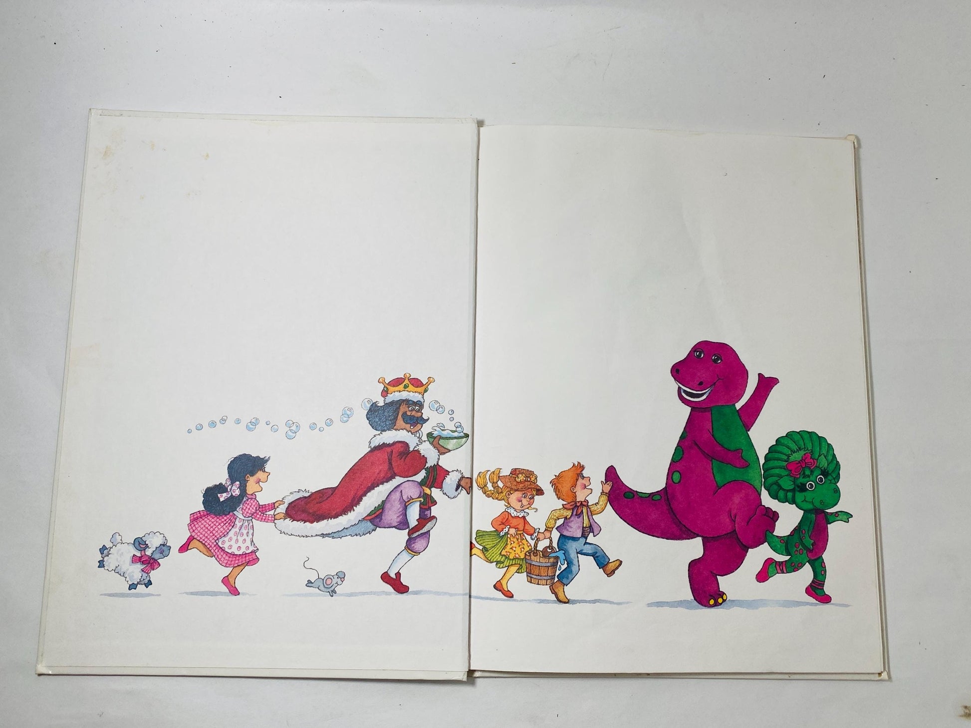 Barney Mother Goose Nursery Rhymes the purple dinosaur vintage children's book circa 1992 collectible large kids gift