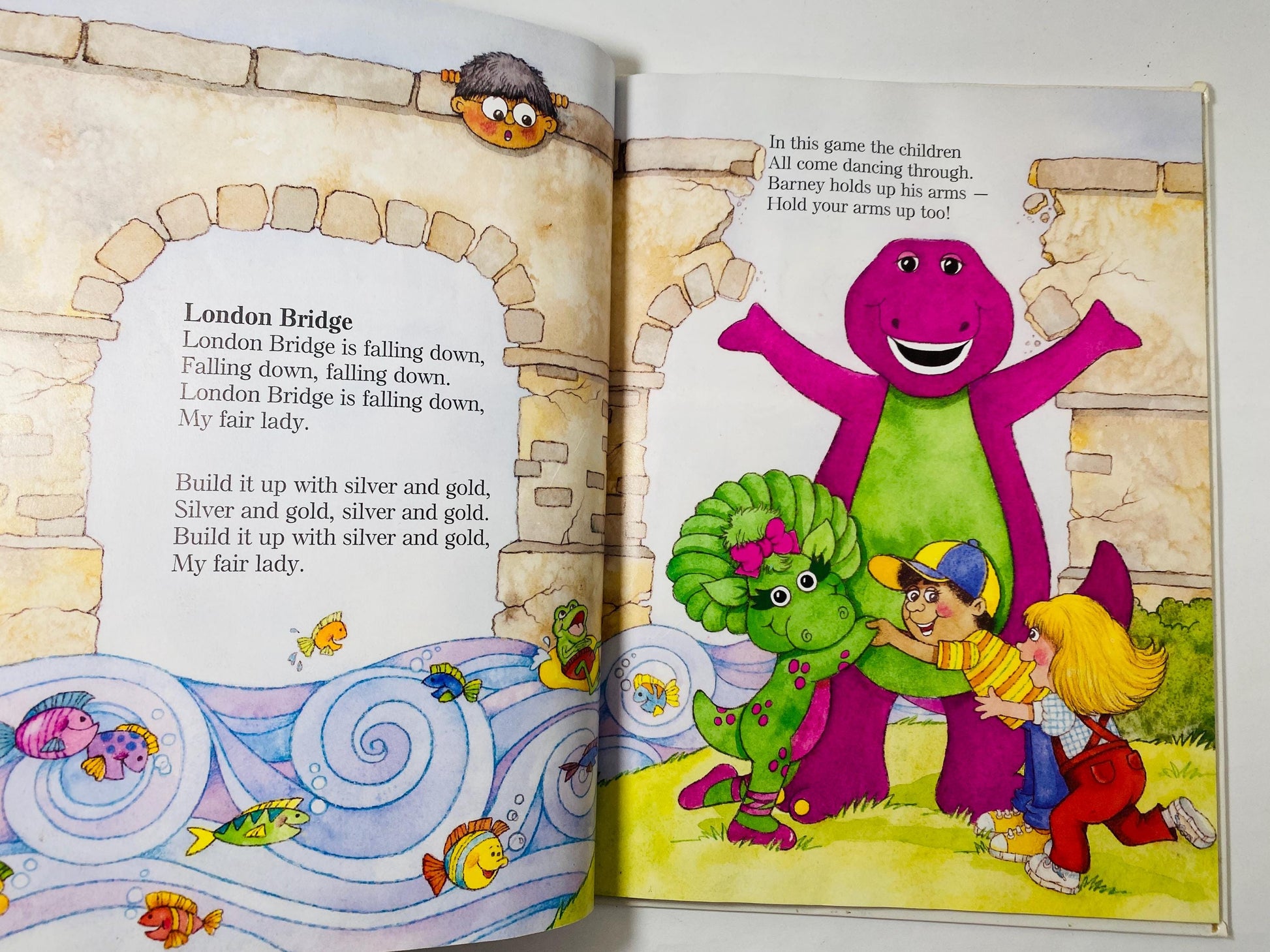 Barney Mother Goose Nursery Rhymes the purple dinosaur vintage children's book circa 1992 collectible large kids gift