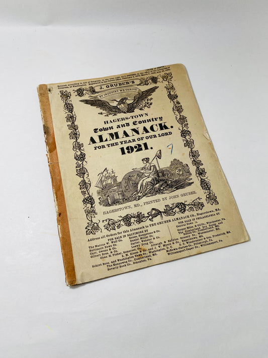 1921 Hagerstown Maryland Washington County Almanac Antique booklet Williamsport includes Women's Suffrage