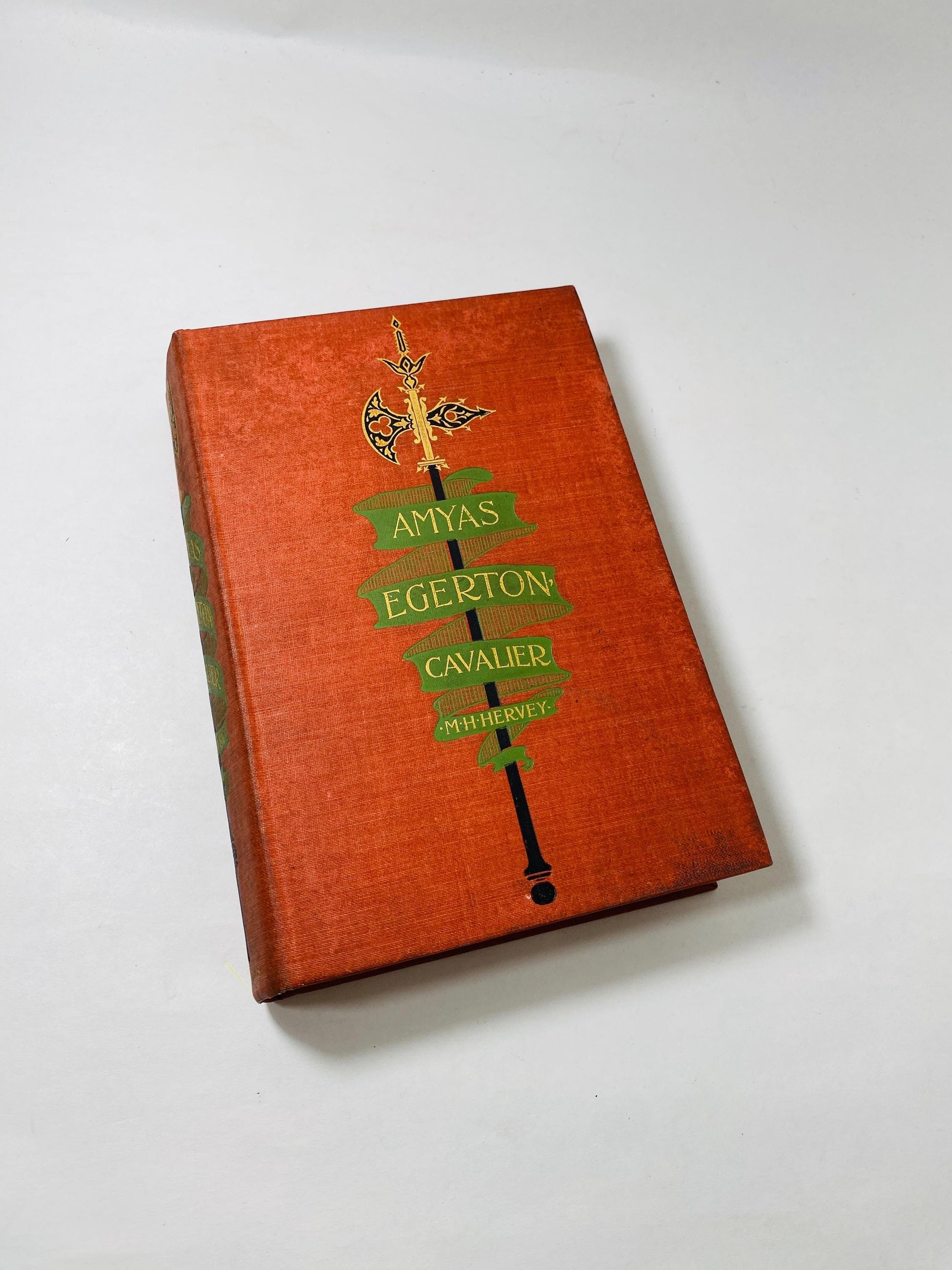 Antique Victorian Amyas Egerton Cavalier vintage book of Past and Future circa 1896 by Maurice Hervey FIRST EDITION Beautiful gift orange