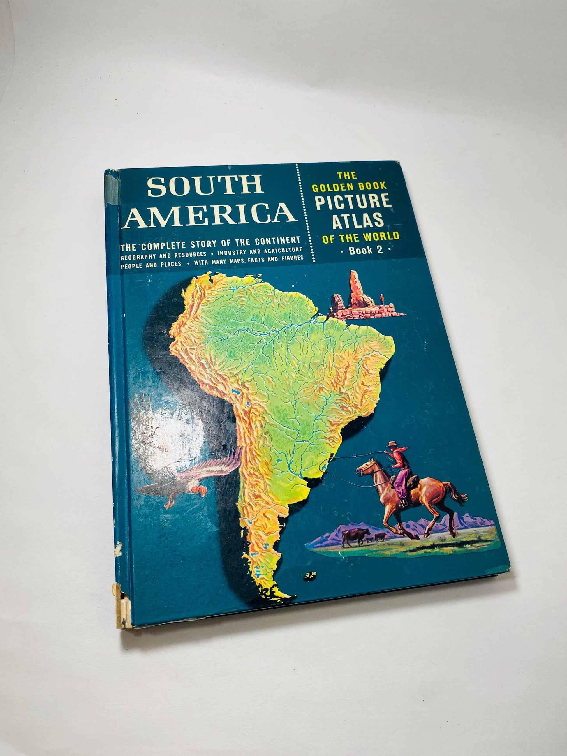 1960 Golden Book Picture Atlas vintage children’s continents USSR Australia Africa Asia South America World Geography Book lot