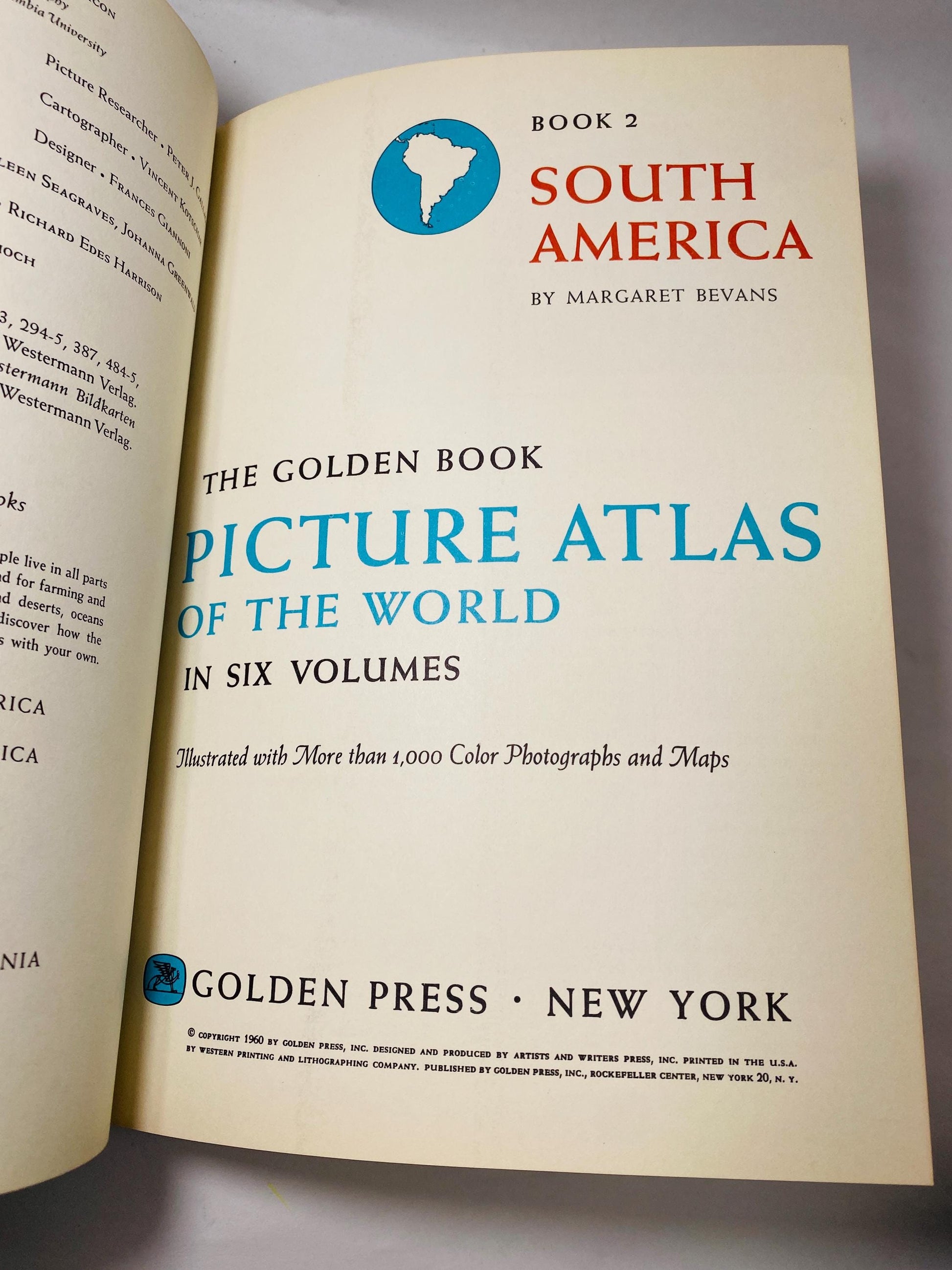 1960 Golden Book Picture Atlas vintage children’s continents USSR Australia Africa Asia South America World Geography Book lot