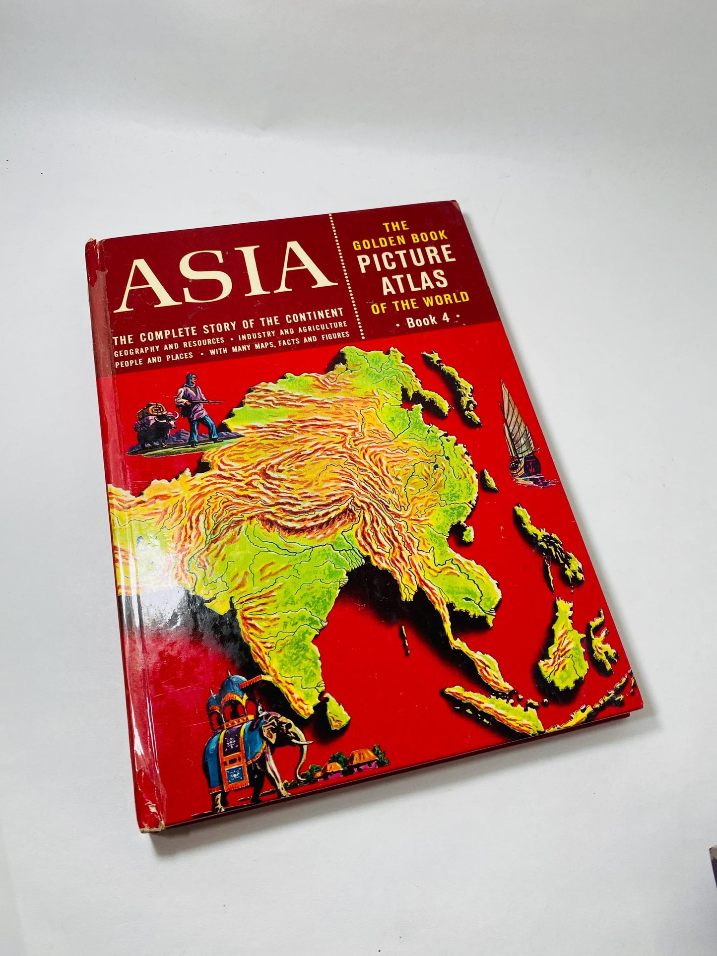 1960 Golden Book Picture Atlas vintage children’s continents USSR Australia Africa Asia South America World Geography Book lot