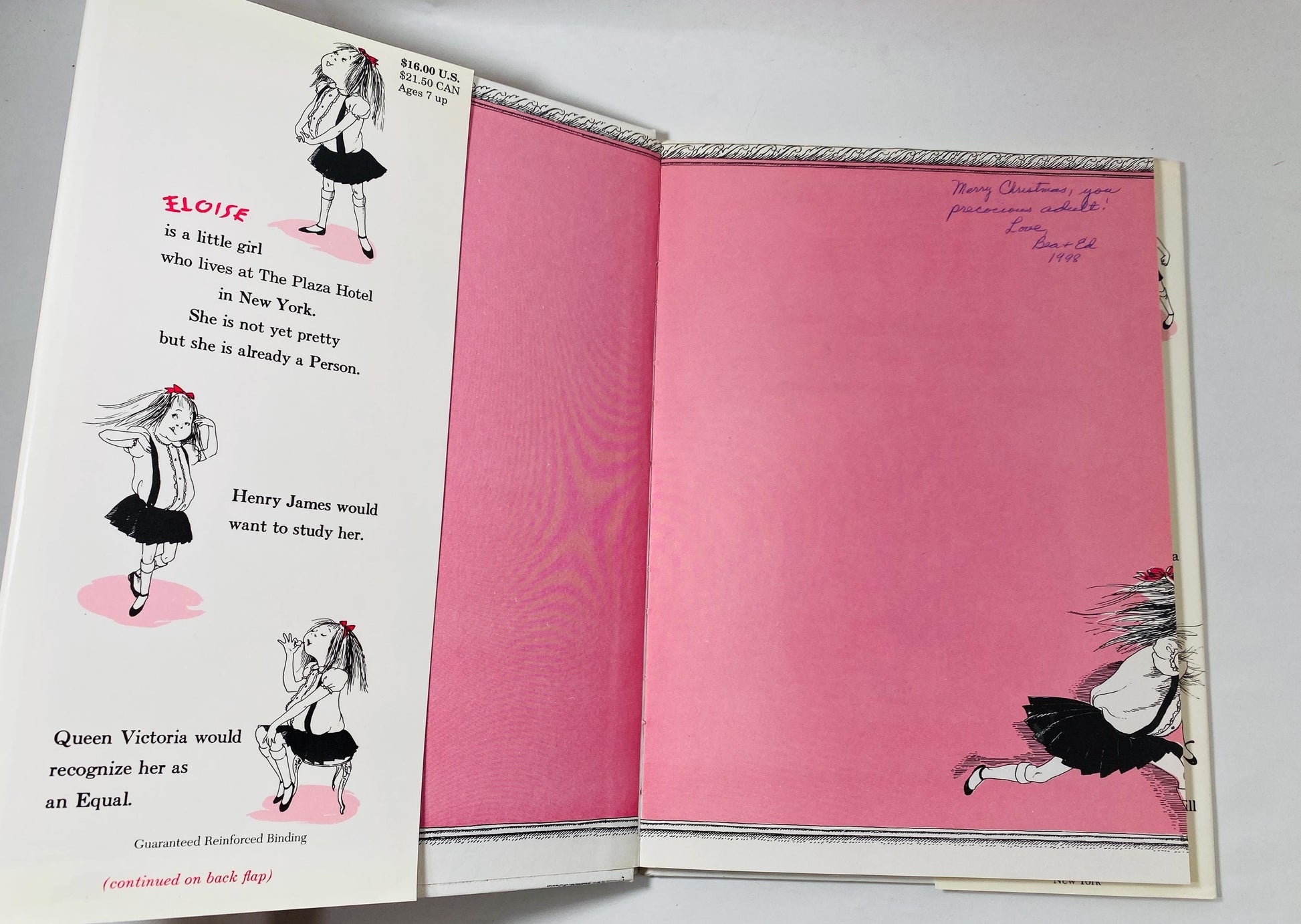 Eloise by Kay Thompson Vintage children's book circa 1983 Beautifully illustrated by Hilary Knight. Pink kids nursery decor.