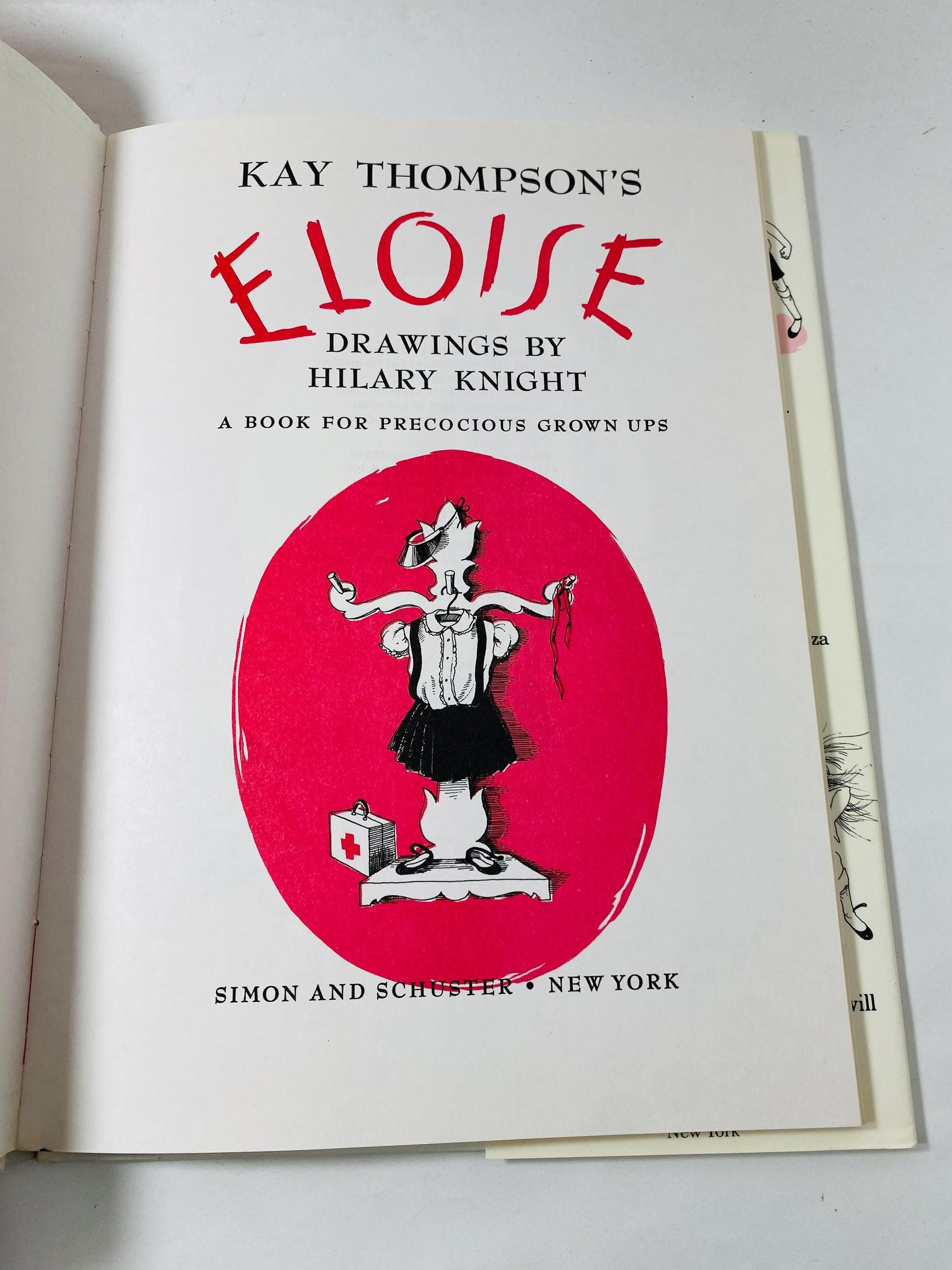 Eloise by Kay Thompson Vintage children's book circa 1983 Beautifully illustrated by Hilary Knight. Pink kids nursery decor.