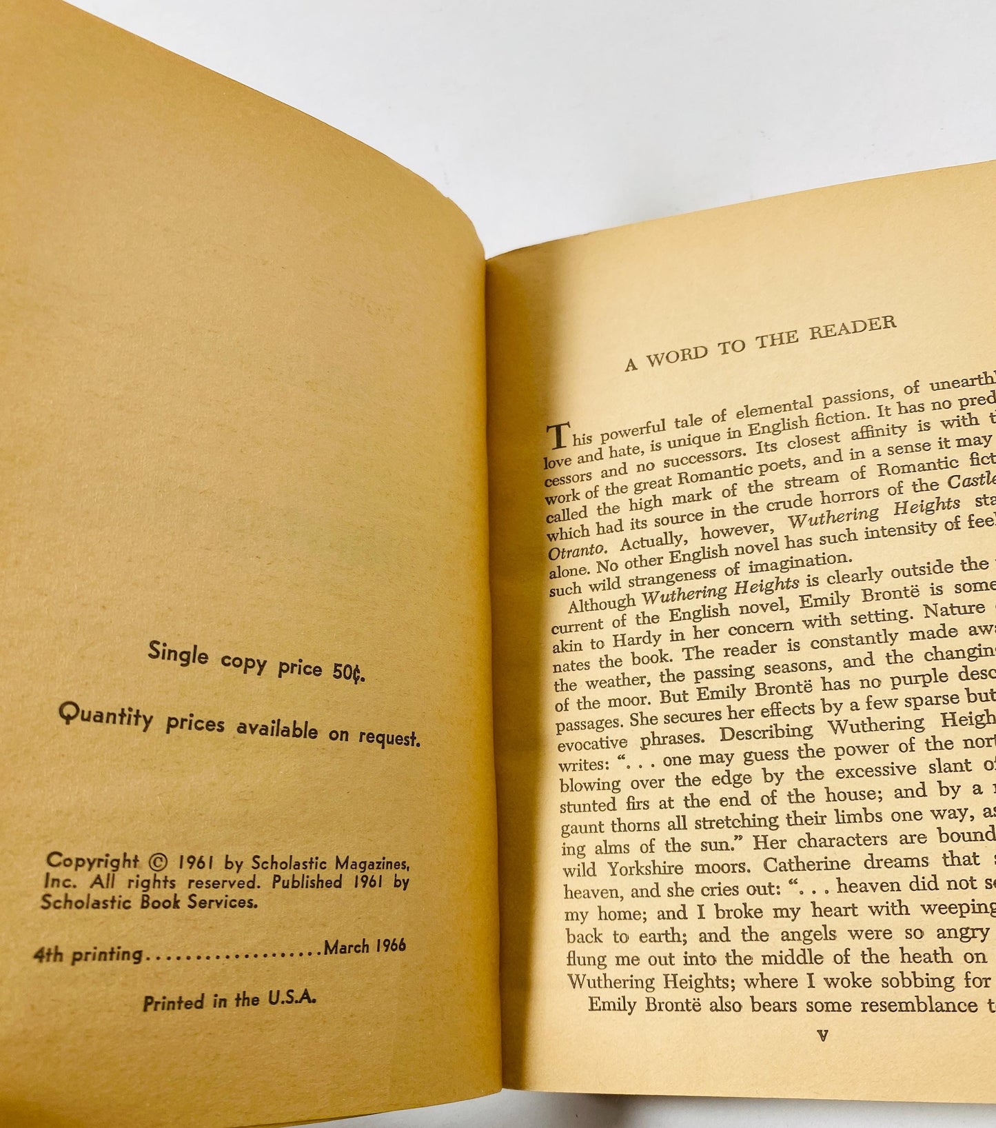 1961 Wuthering Heights by Emily Bronte vintage Scholastic paperback book at home reading Greatest Love story ever told! Cathy Heathcliff.