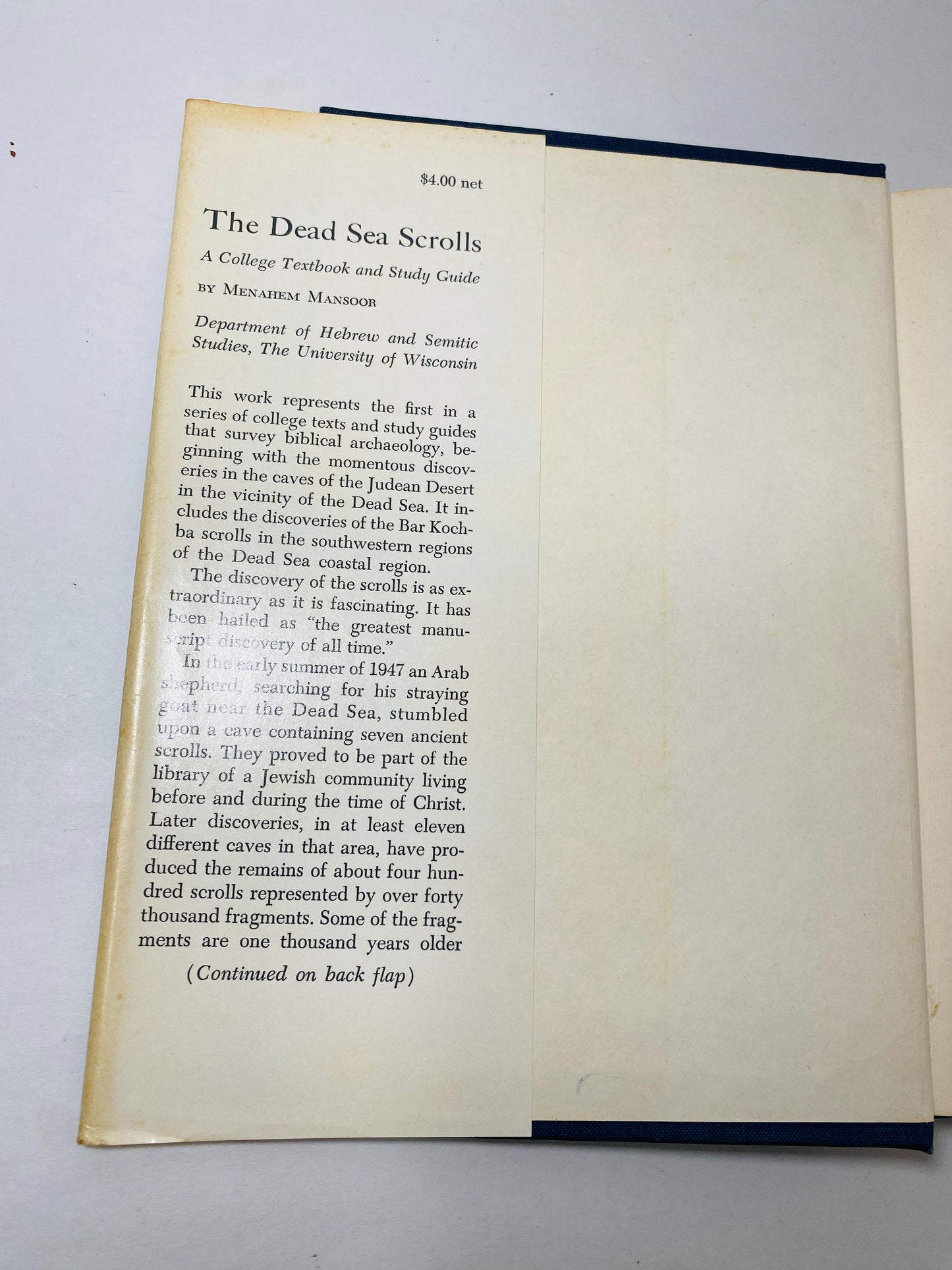 Dead Sea Scrolls vintage book by Menaheim Mansoor circa 1967 amazing secrets behind these Judean desert 2000-year-old texts