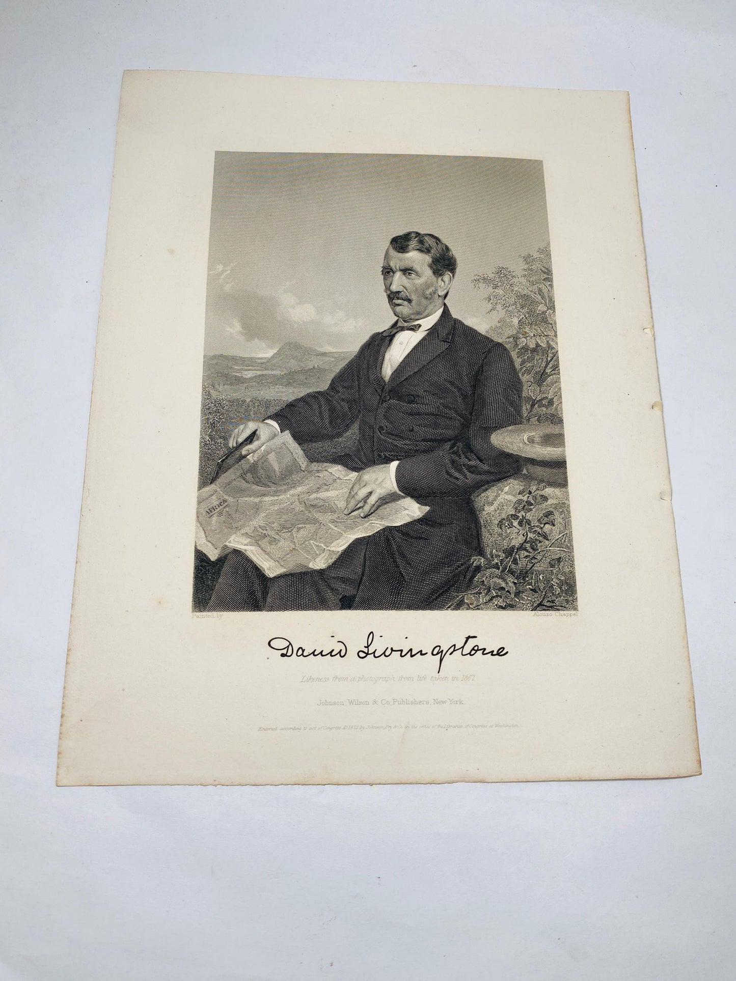 1899 David Livingstone portrait Scottish physician Christian missionary married to Mary Moffat Livingstone Johnson & Wilson of New York
