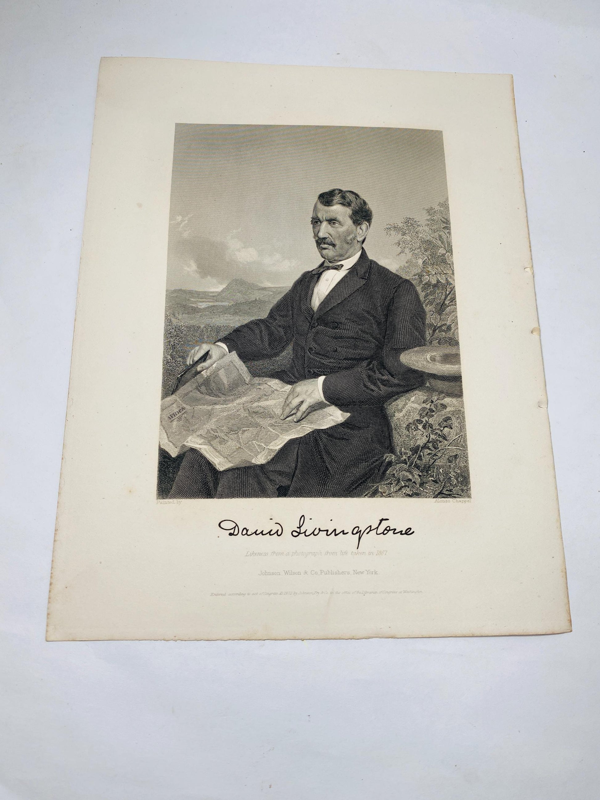 1899 David Livingstone portrait Scottish physician Christian missionary married to Mary Moffat Livingstone Johnson & Wilson of New York