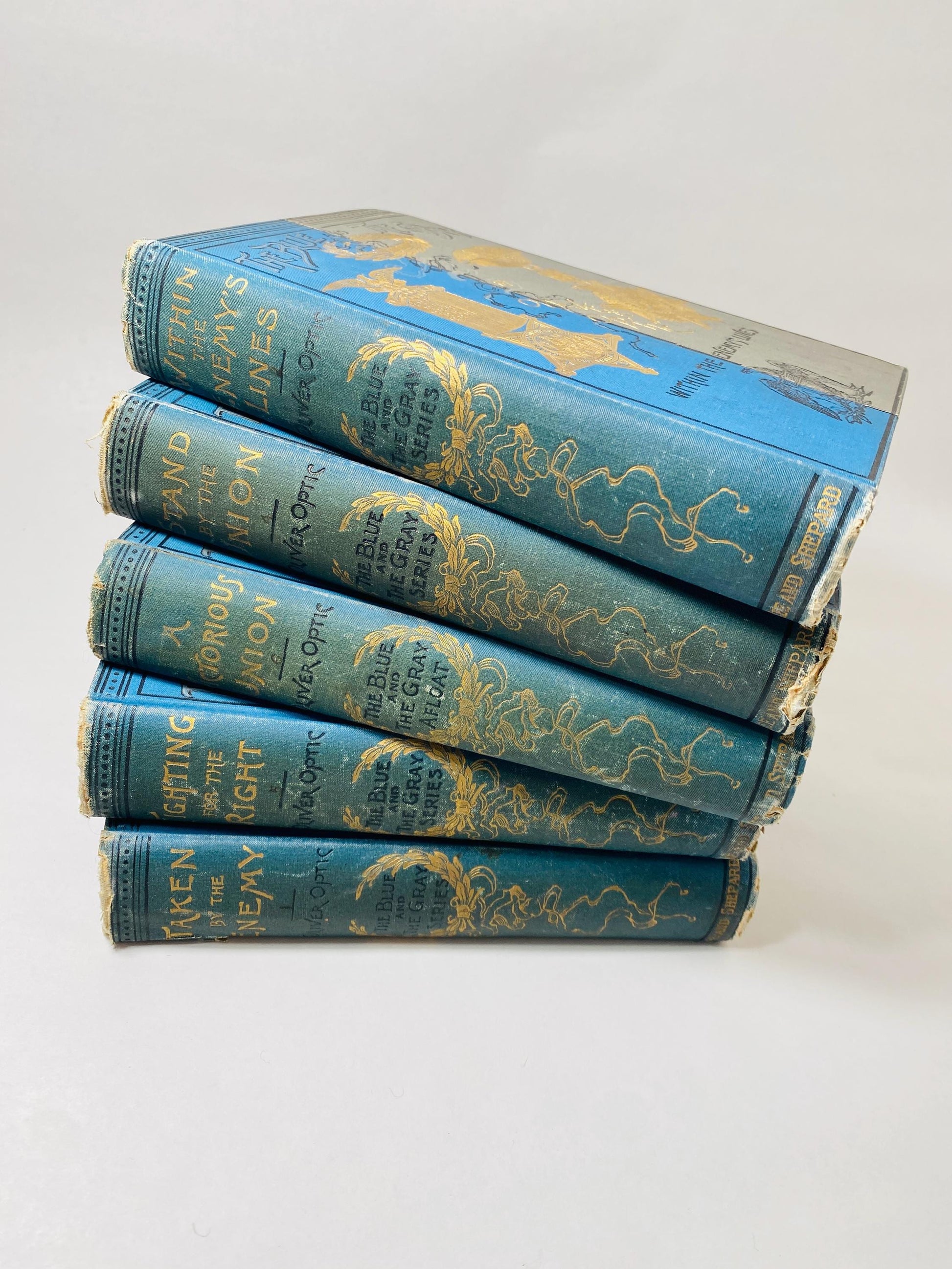 1893 Blue and Gray vintage book set set during the Civil War Stories related to life in the Navy which maintained the integrity of the Union